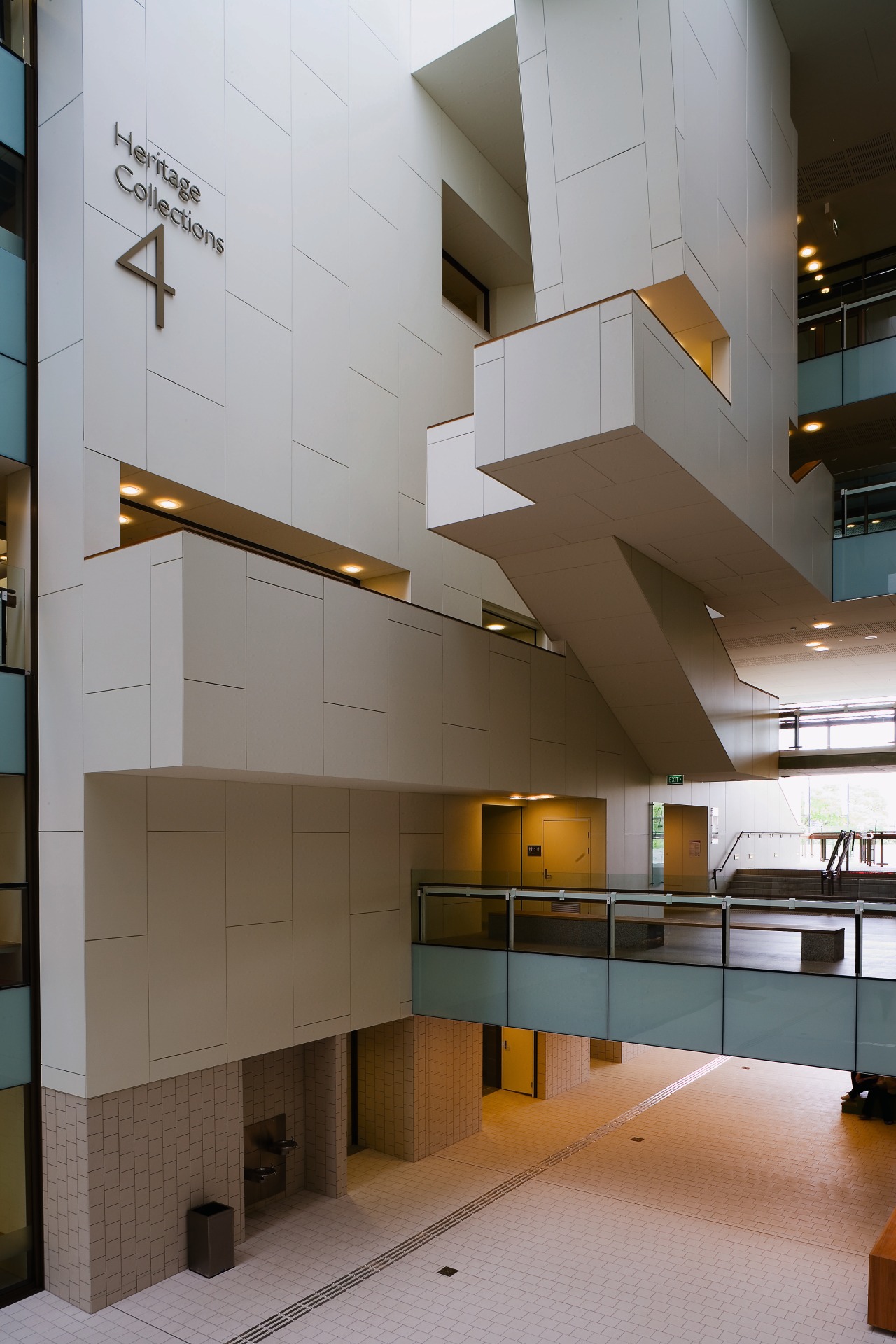 A view of some wallcoverings by A.F Sarri. apartment, architecture, building, condominium, daylighting, glass, interior design, lobby, gray, brown