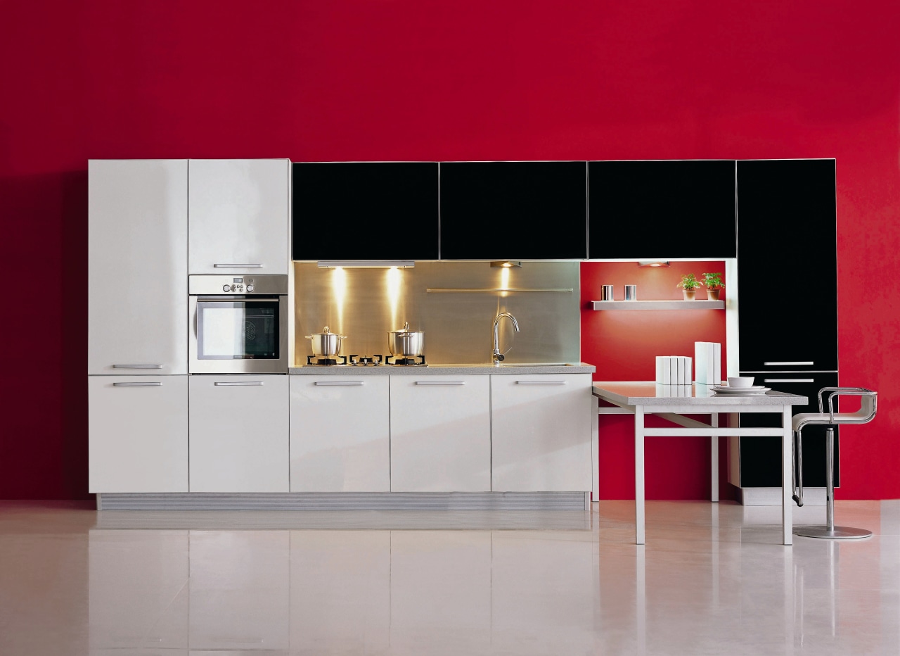 A view of a kitchen by the Kitchen furniture, interior design, kitchen, product design, red, gray