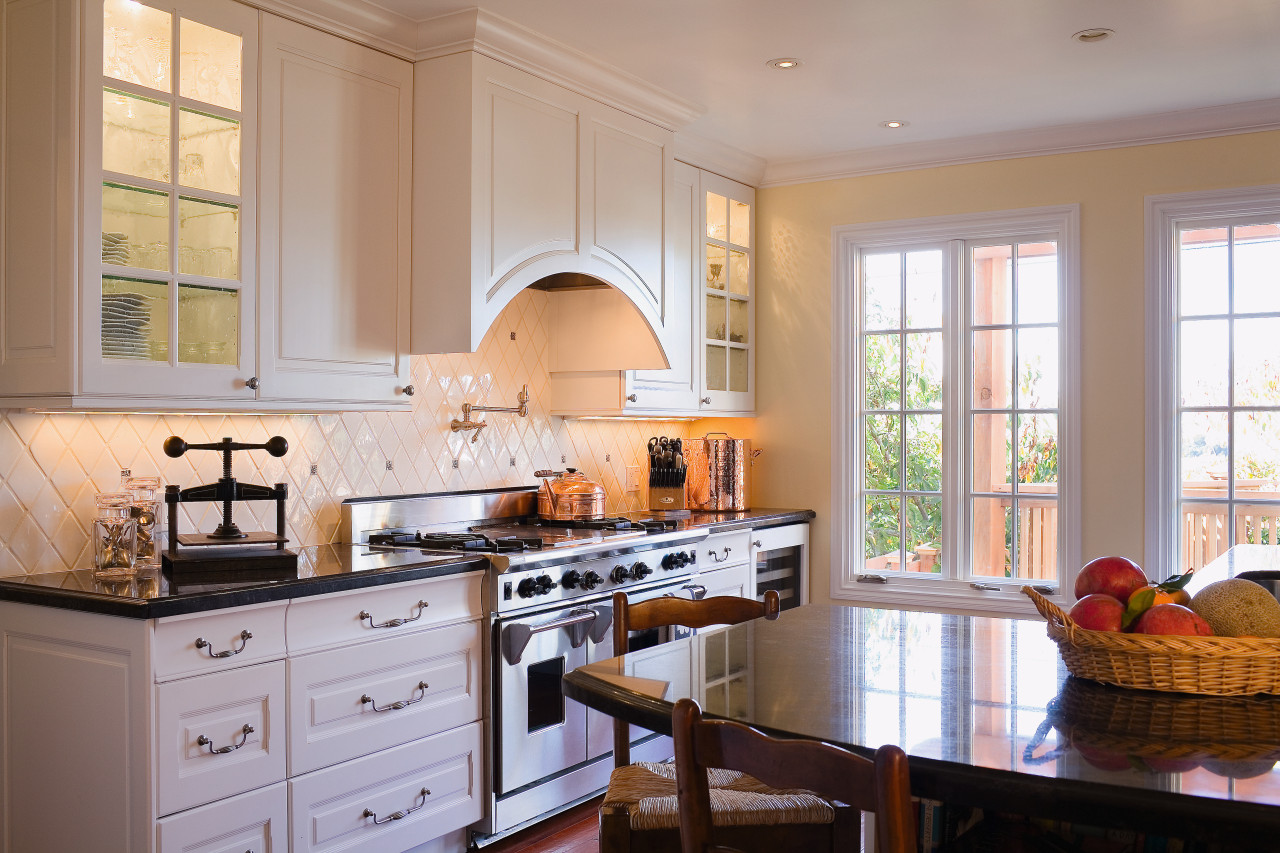 A view of the kitchen, wooden flooring, cabinetry cabinetry, countertop, cuisine classique, home, interior design, kitchen, real estate, room, window, gray