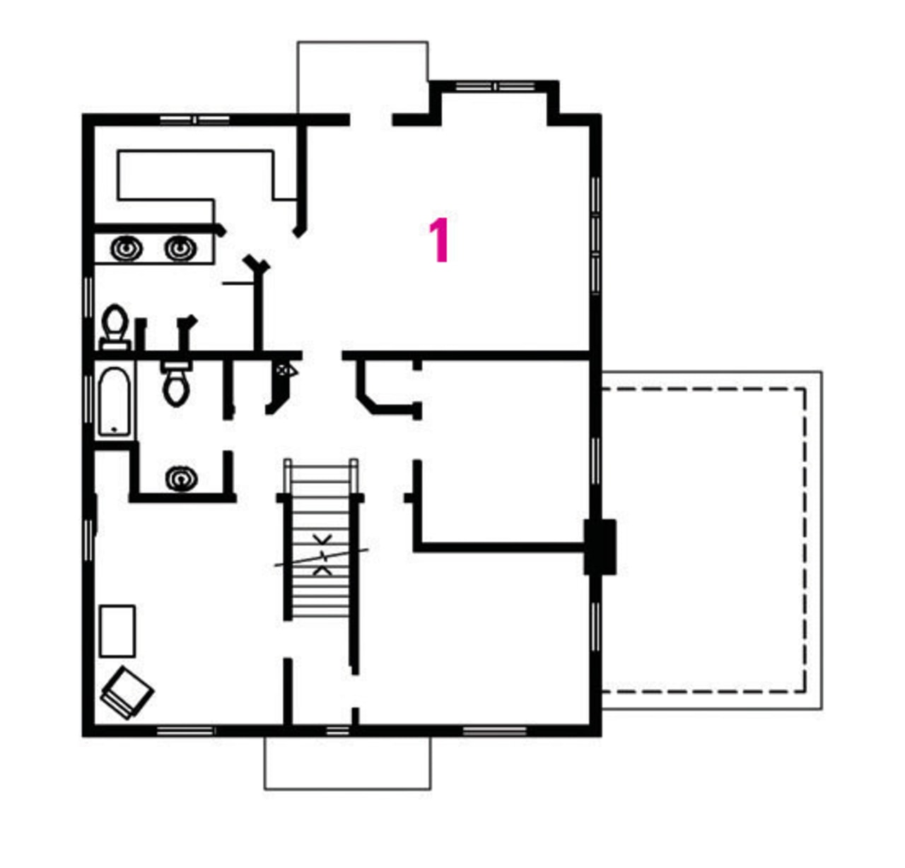 A view of a plan of the bathroom. area, design, diagram, drawing, floor plan, font, line, product, product design, square, text, white