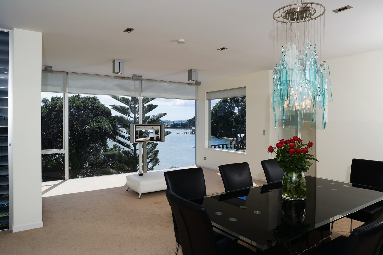 A view of the main home theatre system ceiling, house, interior design, office, real estate, room, window, gray, black