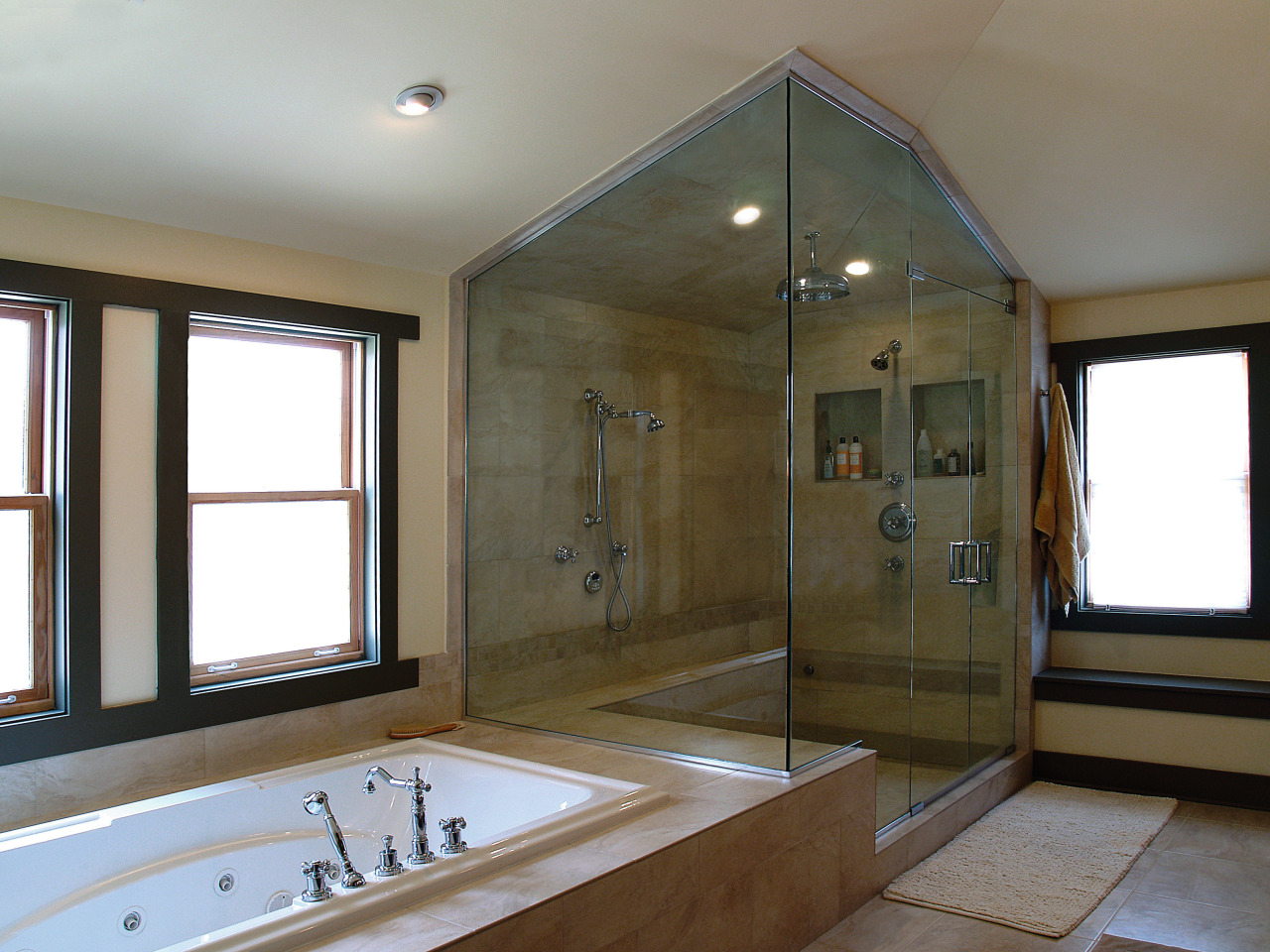 BathWorks Specializes in custom-designed shower enclouseres, and mirrors bathroom, bathtub, ceiling, estate, floor, home, interior design, real estate, room, window, gray, brown
