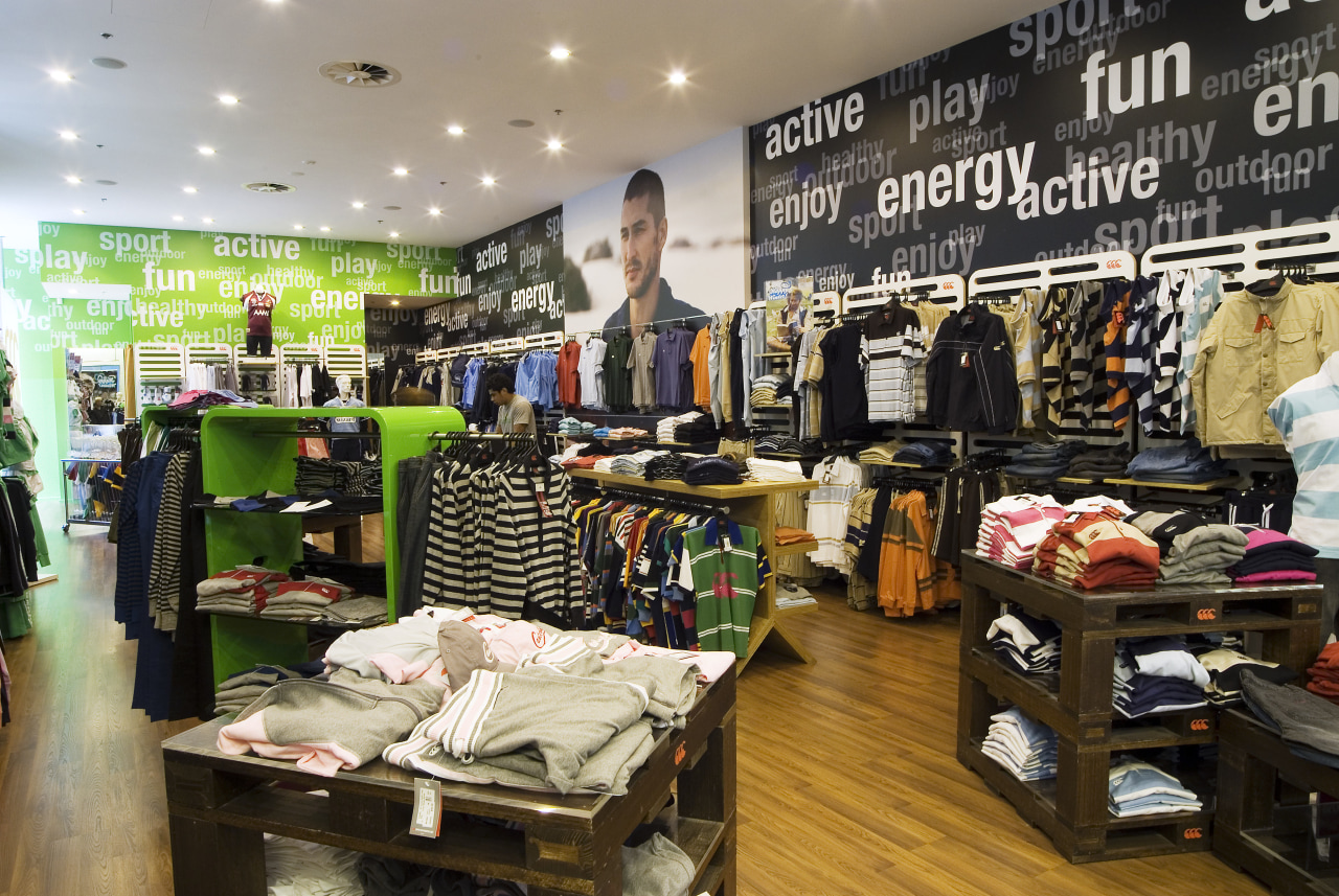 An interior view of the cantuerbury NZ shop boutique, outlet store, retail, black