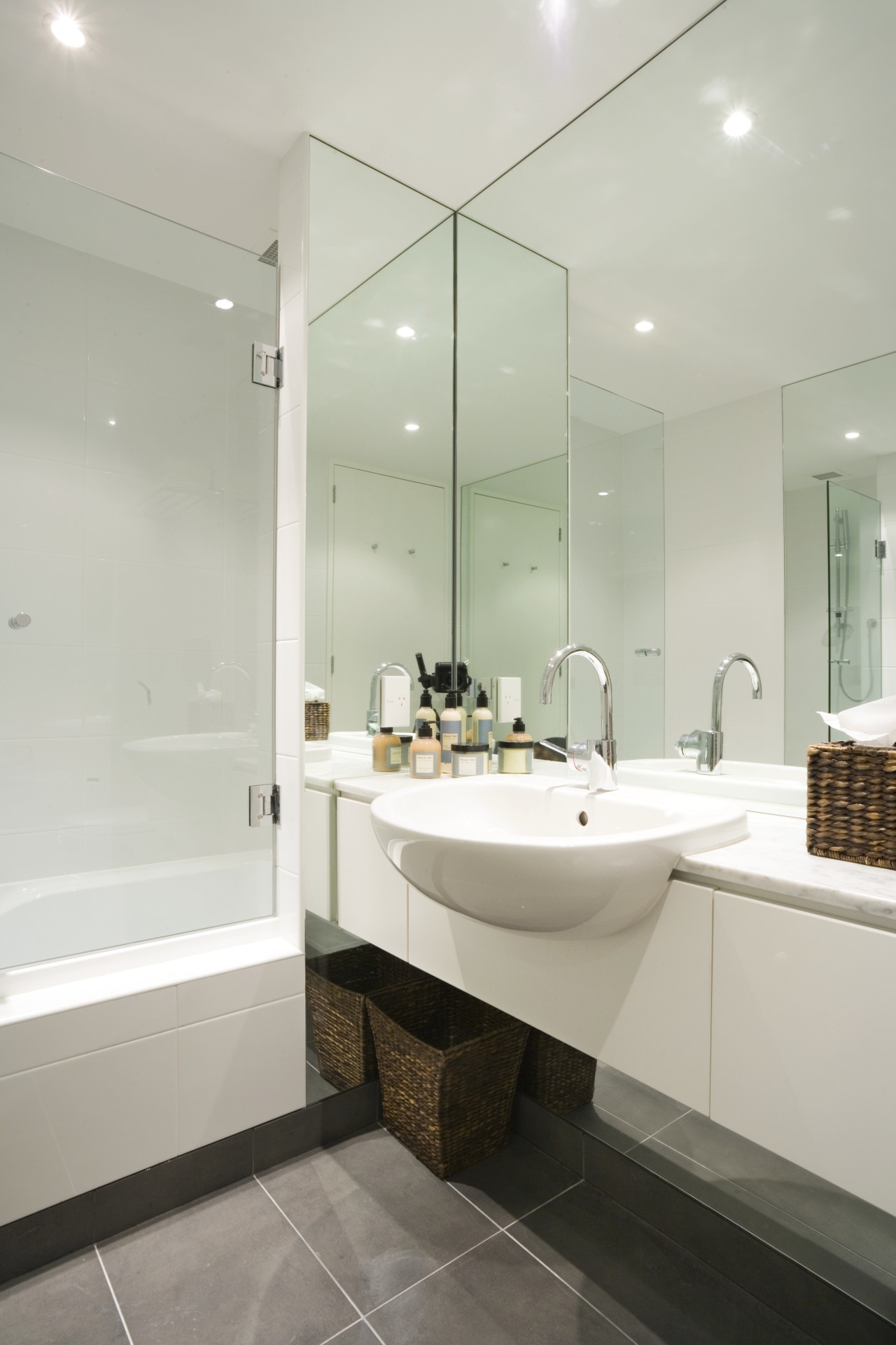 A view of the plumbing and gas systems bathroom, floor, interior design, plumbing fixture, room, sink, tap, gray