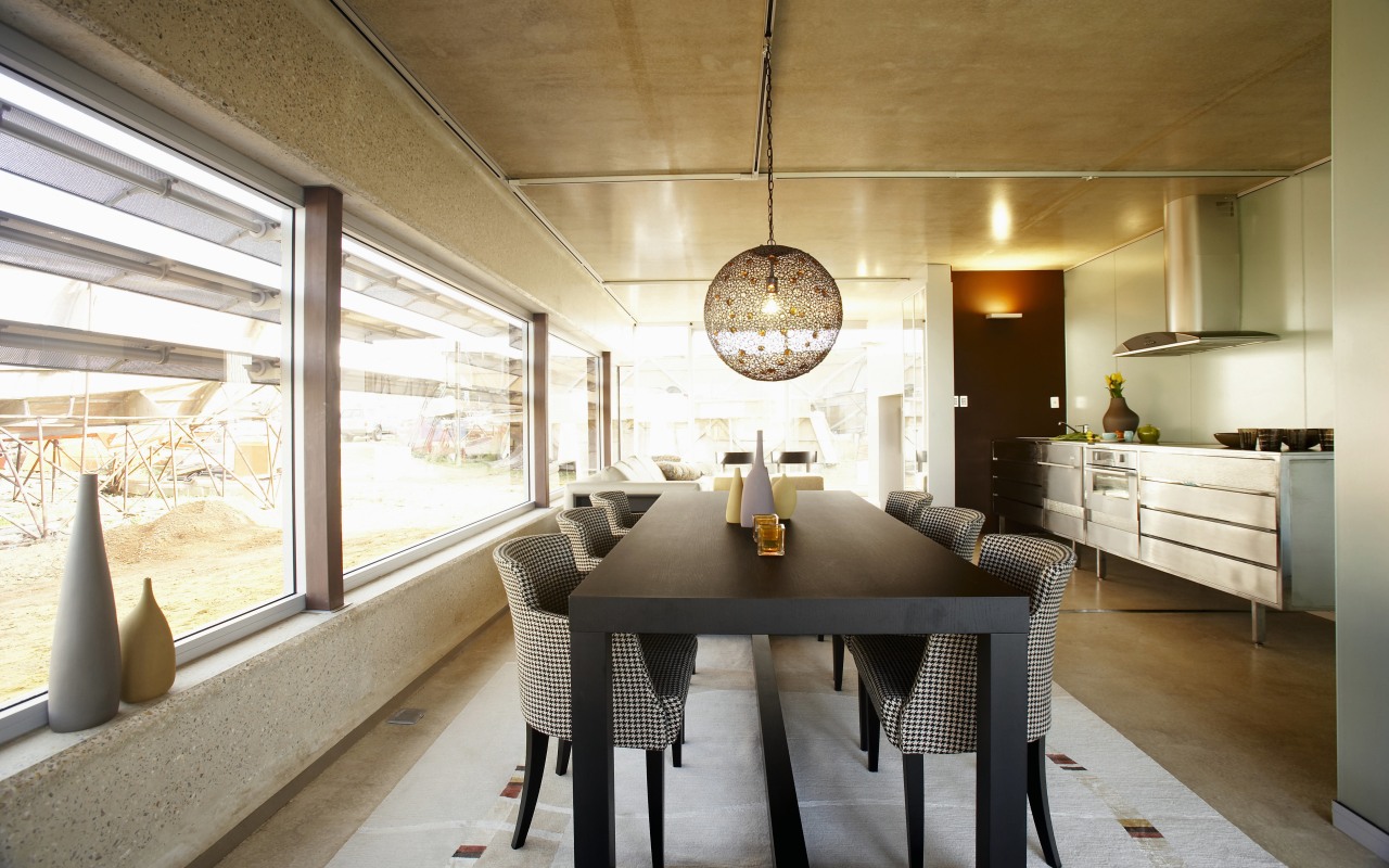 These ready-made pod houses, designed by avant-grade architect ceiling, dining room, interior design, loft, brown, white