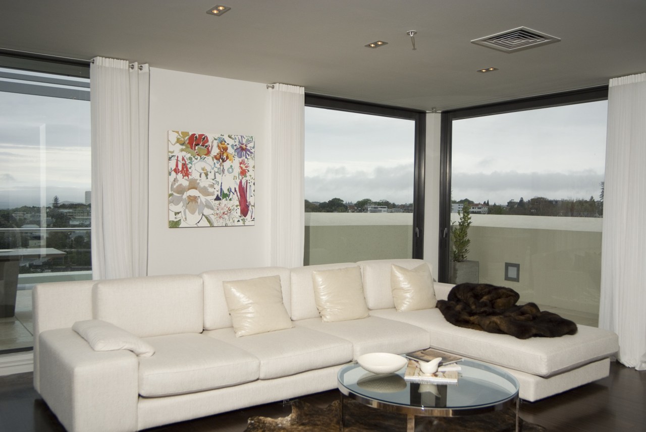 Penthouse apartments feature custom-designed sliding doors that slide home, interior design, living room, property, real estate, window, gray