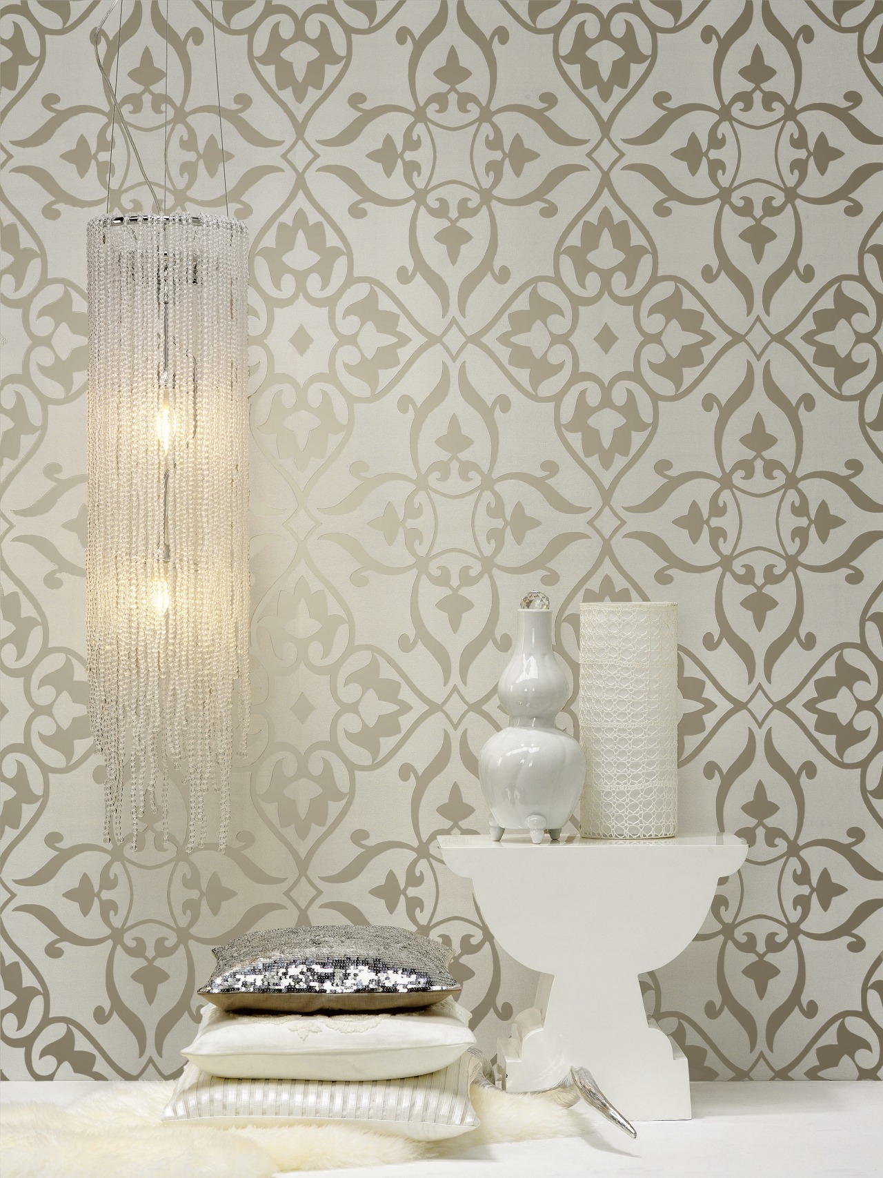 A view of some wallpaper from Vision Wallcoverings. interior design, wall, wallpaper, gray