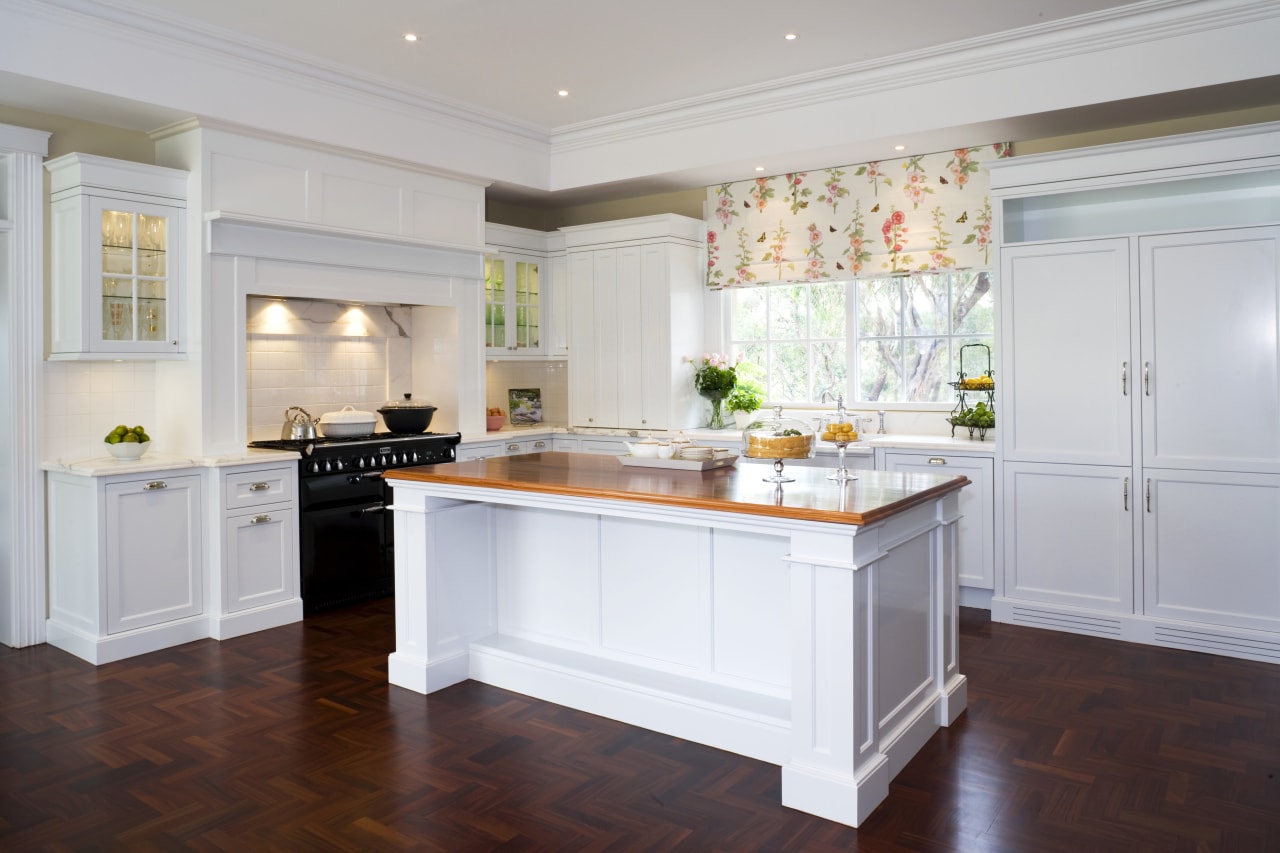 View of kitchen designed by architect Gary McFarlane cabinetry, countertop, cuisine classique, floor, flooring, interior design, kitchen, real estate, room, window, gray