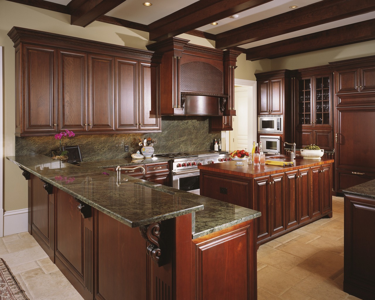 View of kitchen built by Southeastern Construction Mangament cabinetry, countertop, cuisine classique, interior design, kitchen, red, brown
