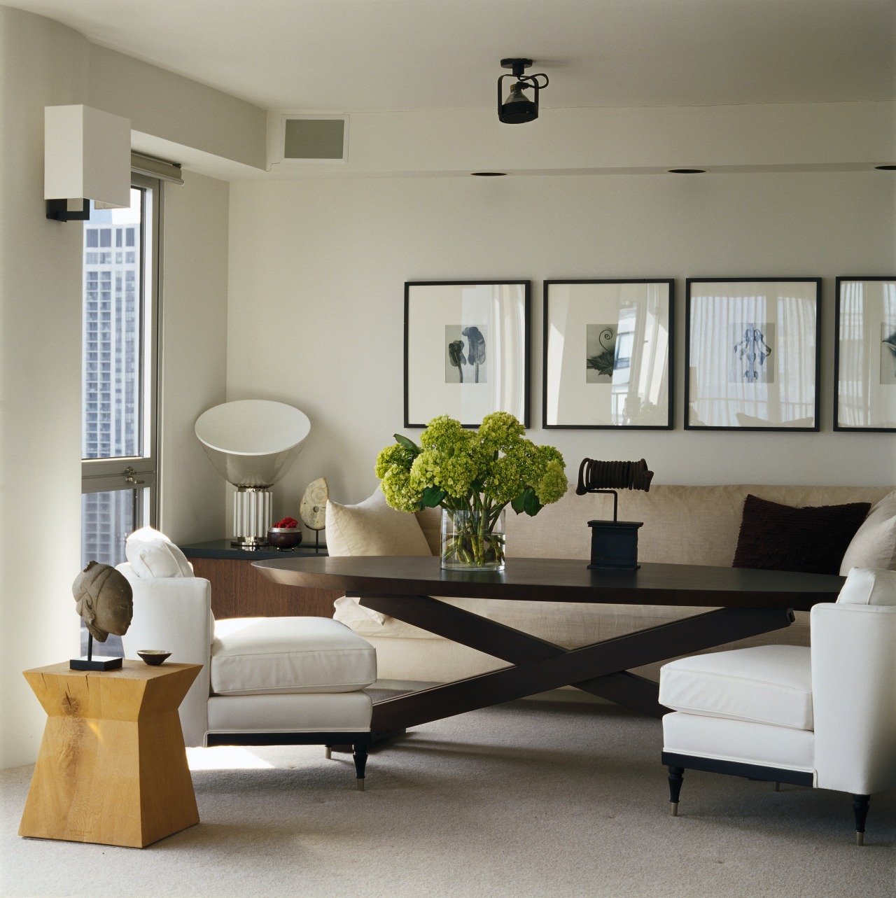 View of rooms designed by Handman Associates. coffee table, couch, floor, furniture, home, interior design, living room, room, table, window, gray