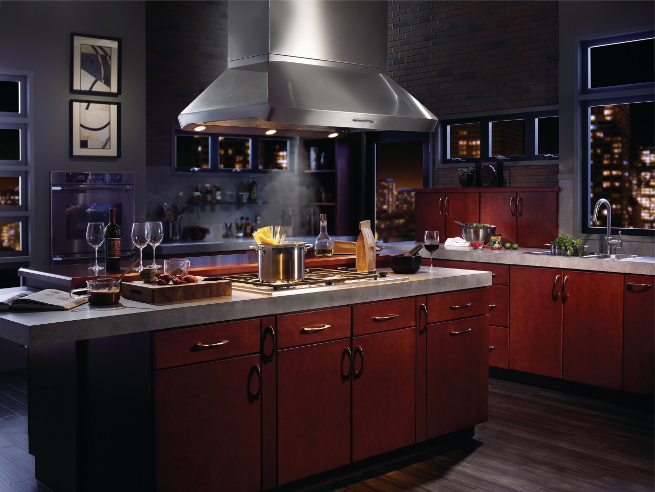 Best range hoods, including Model IP29 shown, are cabinetry, countertop, cuisine classique, interior design, kitchen, black, red