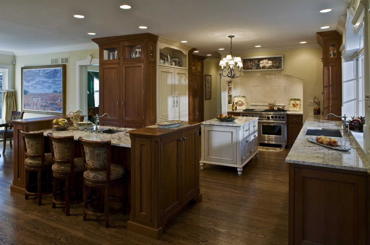 View of kitchen by Drury Kitchen design &amp; cabinetry, countertop, cuisine classique, flooring, hardwood, interior design, kitchen, room, brown, gray