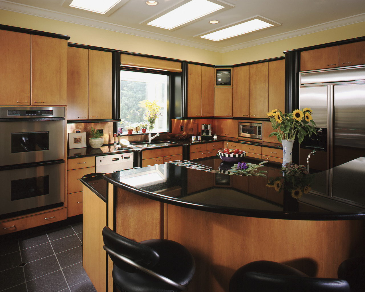 Brown timber kitchen - laminate cabinetry, countertop, interior design, kitchen, real estate, room, black, brown