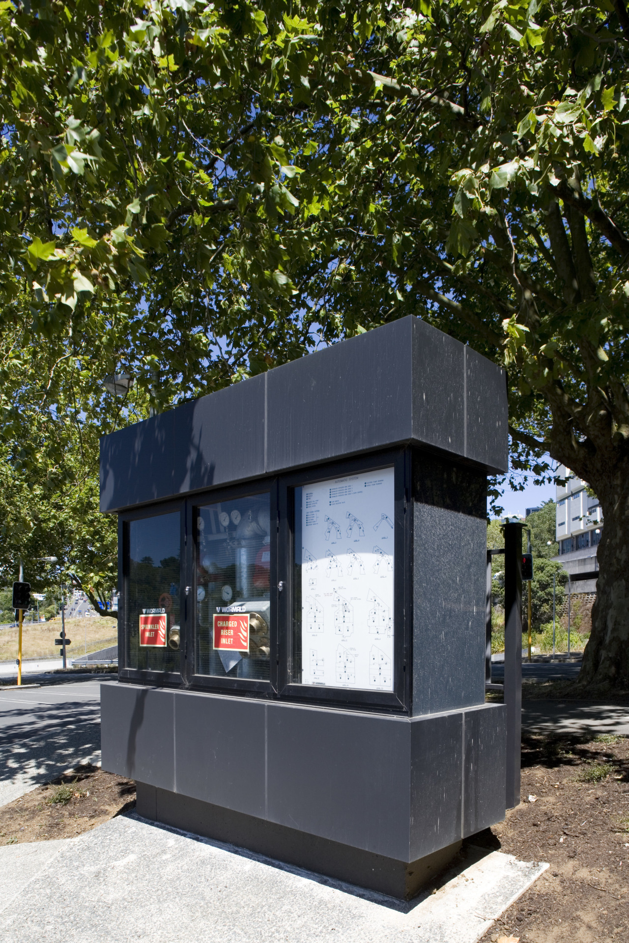 View of advanced fire detection system by Wormald brown, black