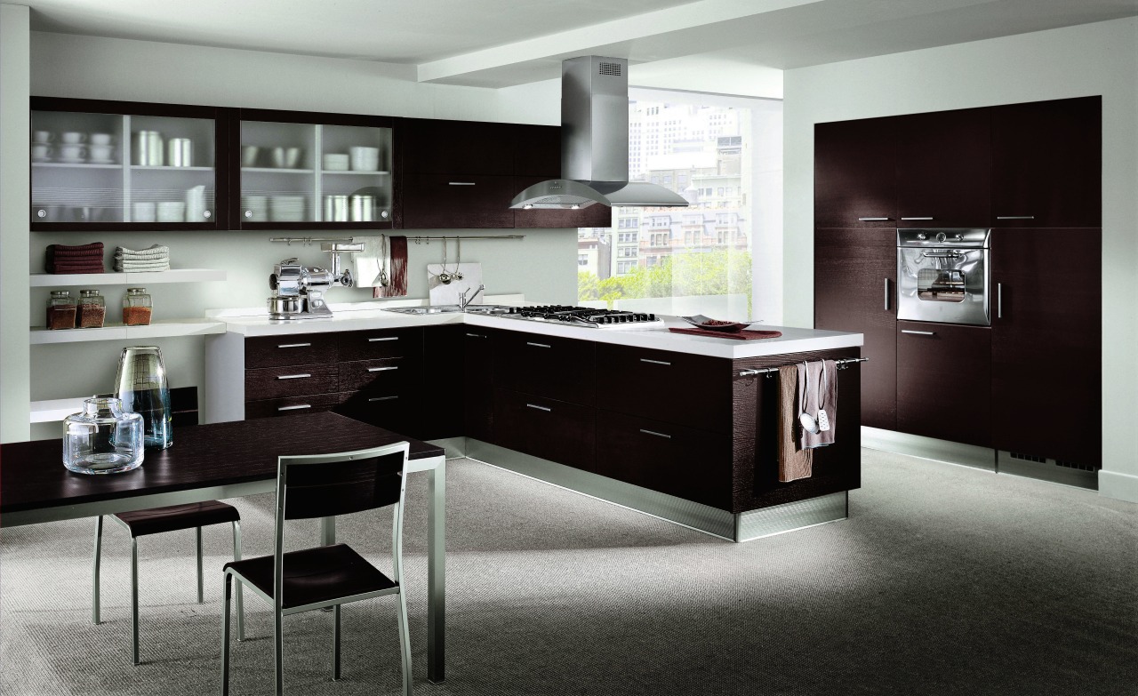 Contemporary timber kitchen european desing cabinetry, countertop, cuisine classique, furniture, interior design, kitchen, room, gray, black