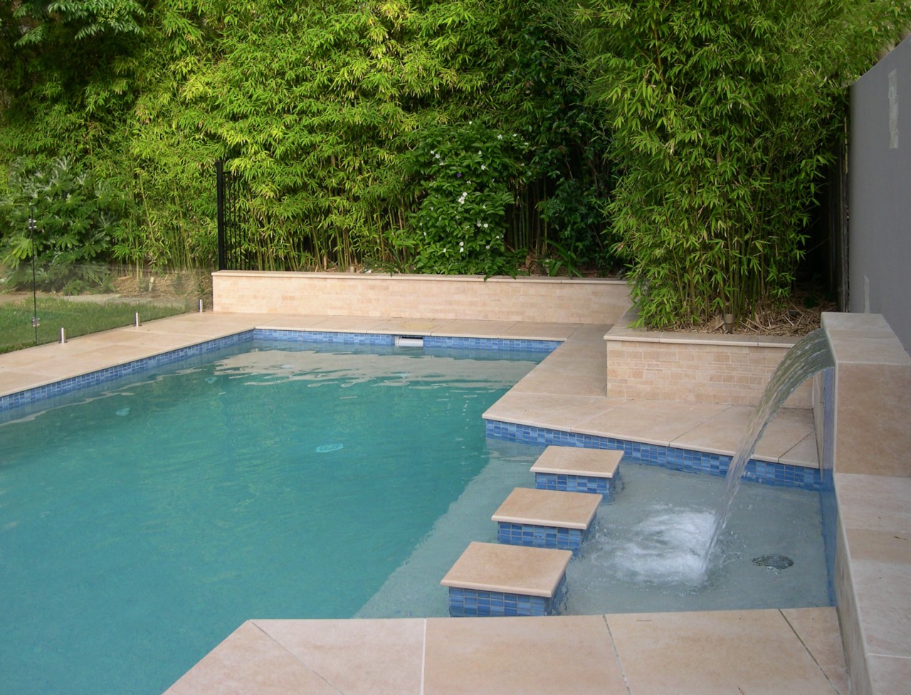North Stone tiles used in the pool area area, backyard, leisure, outdoor structure, property, real estate, swimming pool, yard, gray