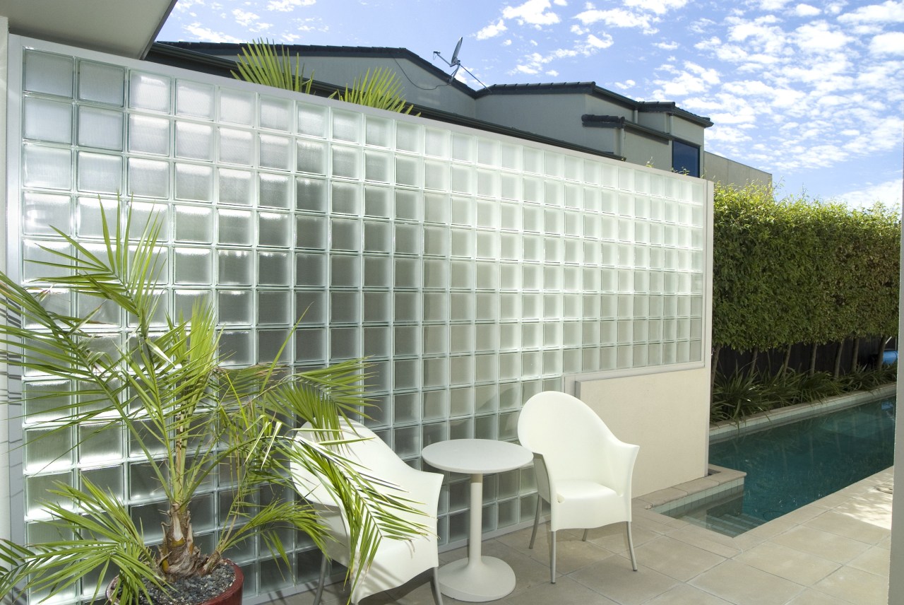 view of glass blocks by National Glass. apartment, architecture, balcony, condominium, daylighting, facade, house, property, real estate, window, white