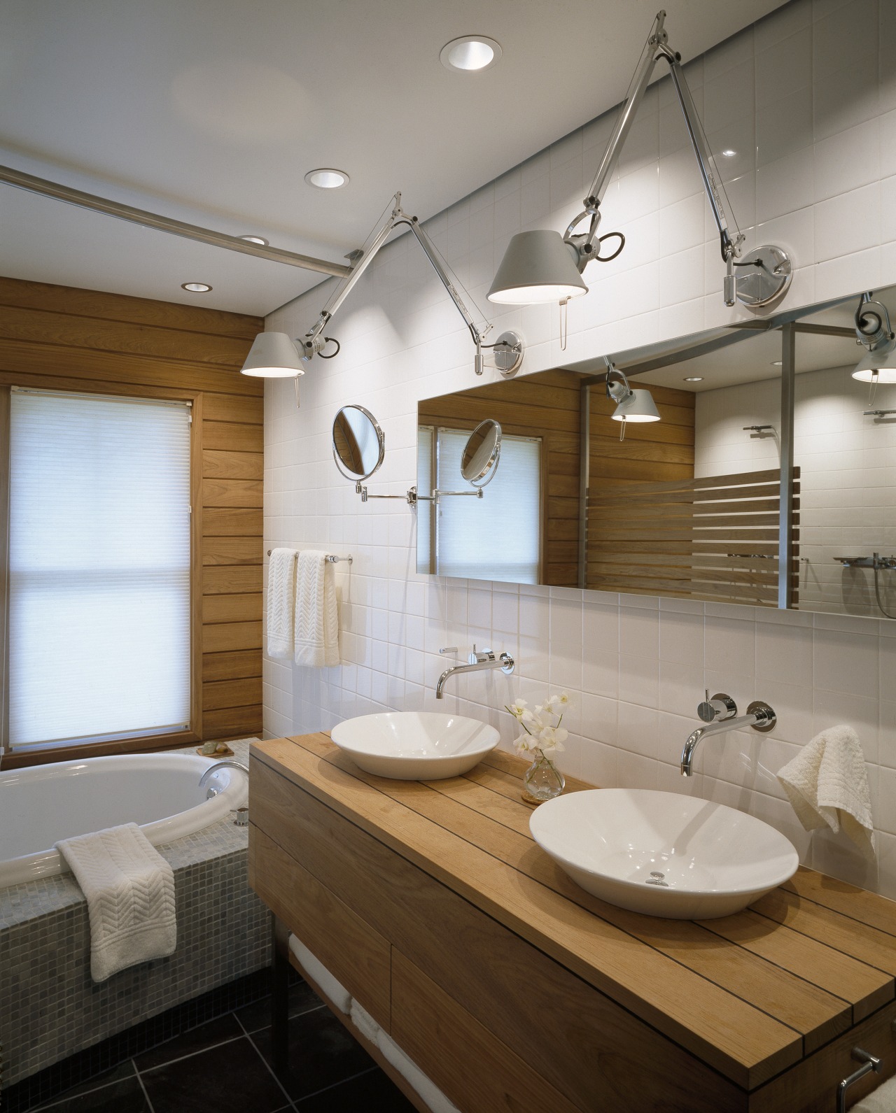 View of bathroom featuring custom teak and embonized bathroom, home, interior design, room, sink, gray, brown