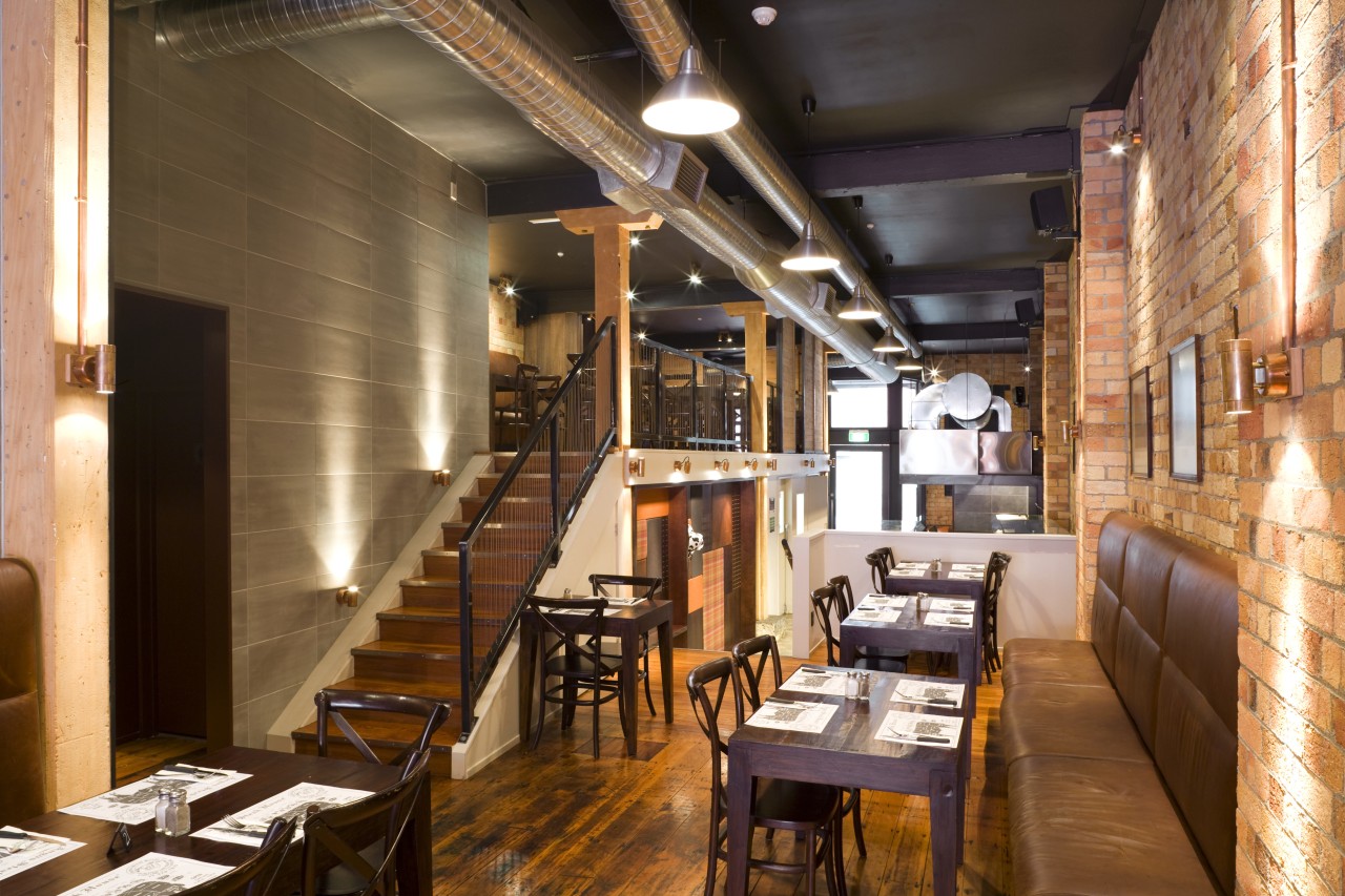 Aucklands Angus Steak House has moved to Fort café, interior design, restaurant, brown