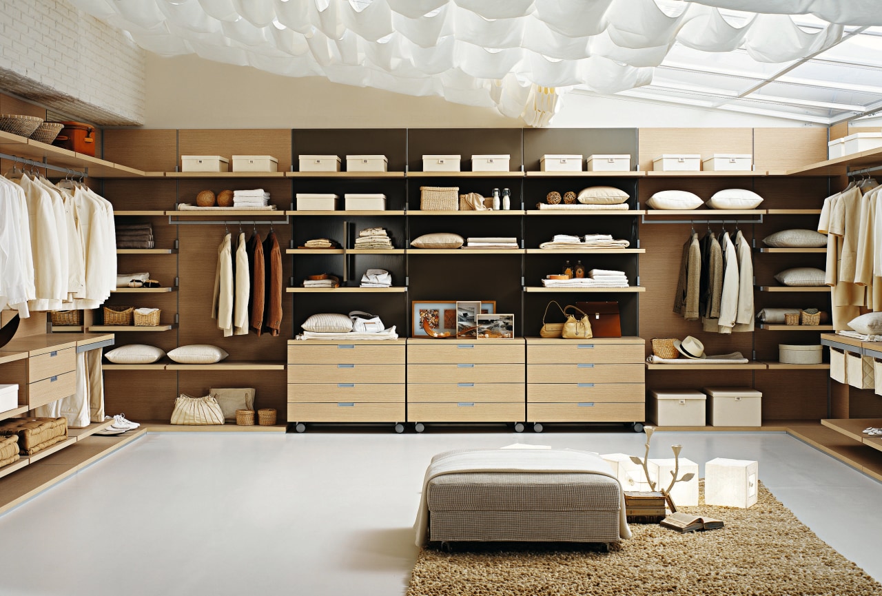 FEG Wardrobe system from DK Design inside contemporary cabinetry, closet, furniture, interior design, shelving, wardrobe, gray