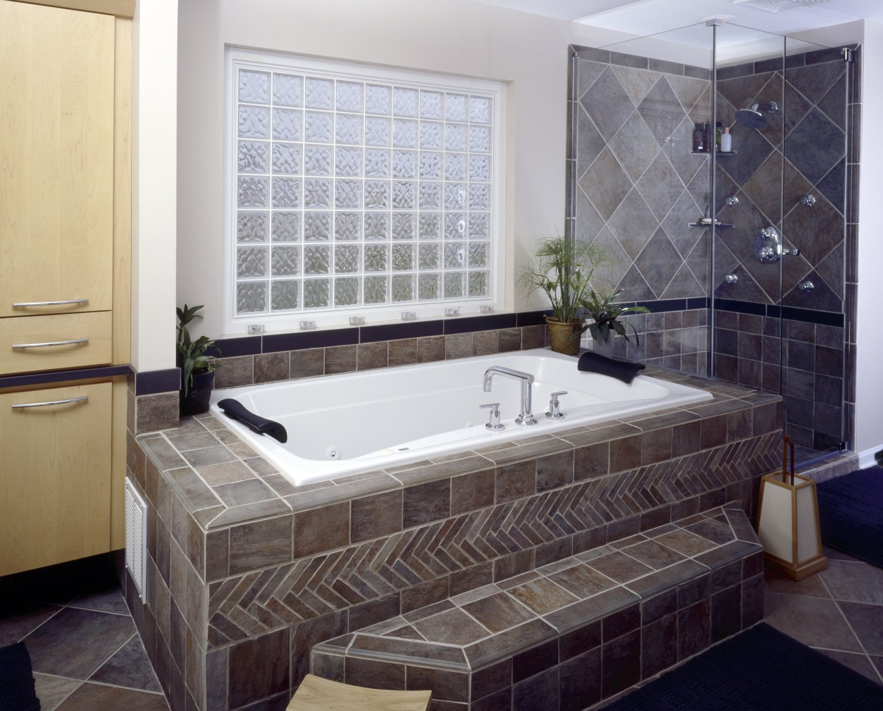 By working to a homeowner's requests, Casa Bella bathroom, bathtub, floor, flooring, interior design, room, tile, wall, gray