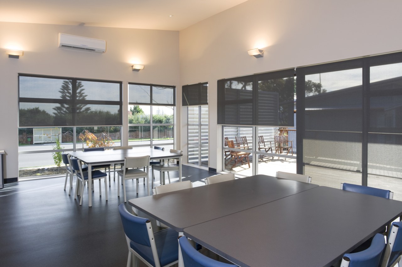 Image of student building designed by Design 89 interior design, real estate, window, gray