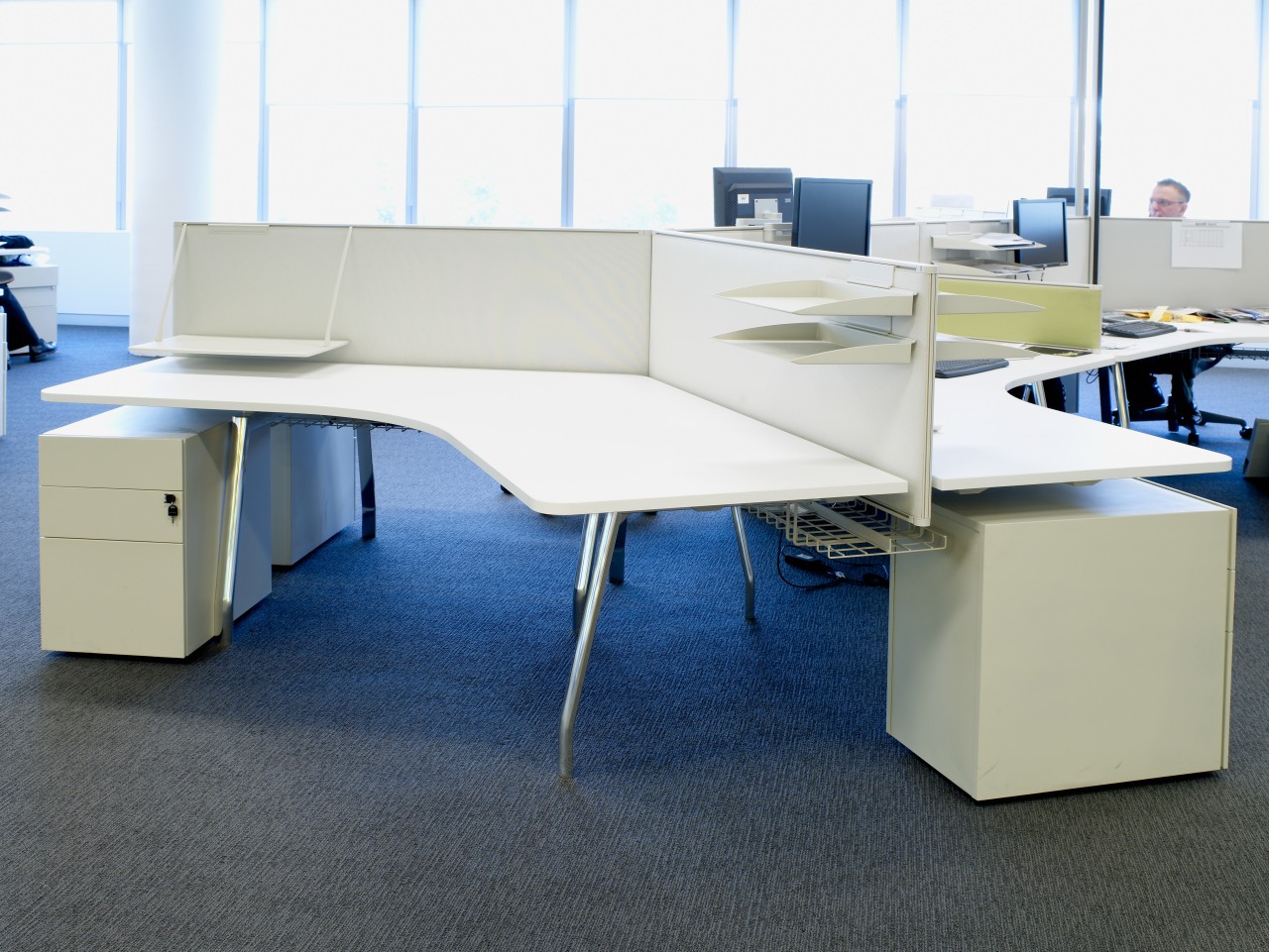 Unifor Australia provided Electrolux with an aesthetically resolved angle, chair, desk, floor, furniture, office, product design, table, white, gray