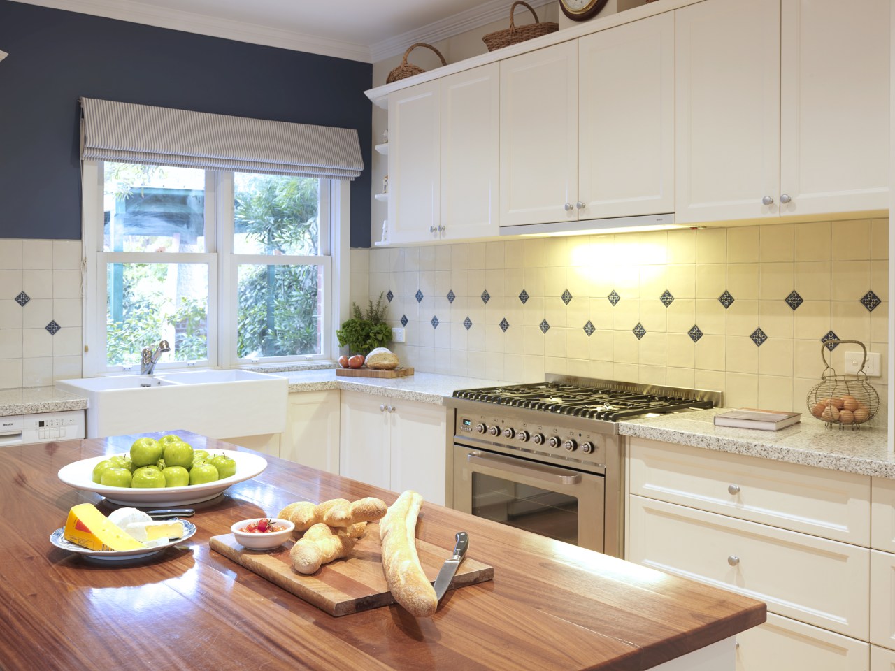 Recycled Tasmanian oak provides an eye-catching island benchtop countertop, cuisine classique, interior design, kitchen, window, gray