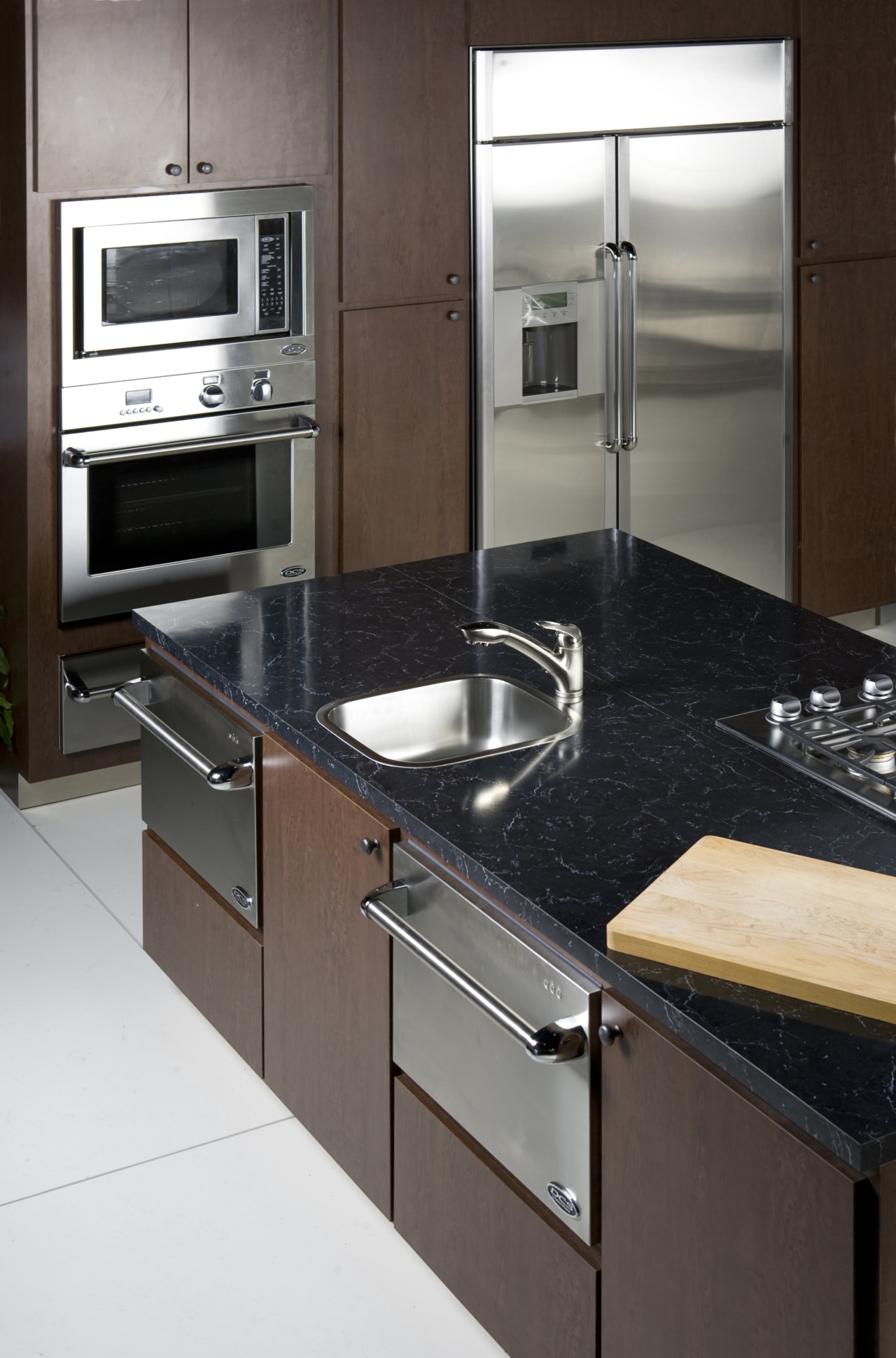 This kitchen features the new DCS built-in RF48SS cabinetry, countertop, home appliance, kitchen, kitchen stove, sink, black