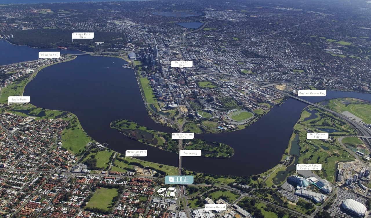 Au2416-20409 The Edge Apartments will introduce a strong aerial photography, bird's eye view, city, land lot, photography, suburb, urban area, urban design, water, water resources, waterway, blue