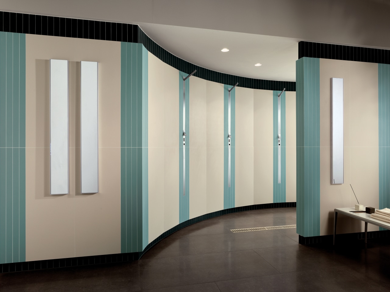 Image of a hallway in an office which door, furniture, interior design, room, wall, wardrobe, window, gray