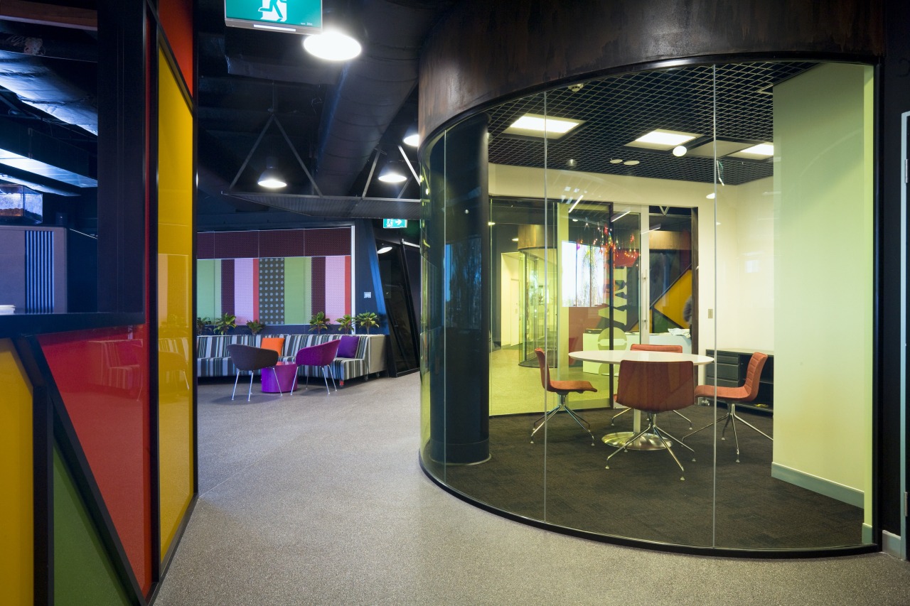 View of curved laminated glass installed by Queensland interior design, black