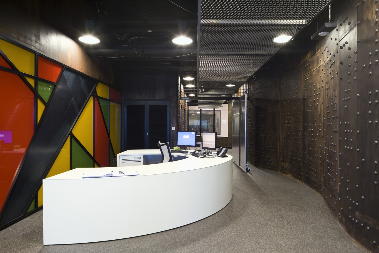 The Evans and Peck reception area is designed architecture, interior design, black