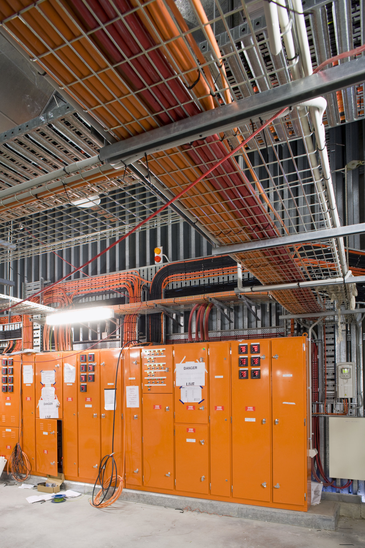 Image of the control panels of the co-generation factory, industry, warehouse, gray