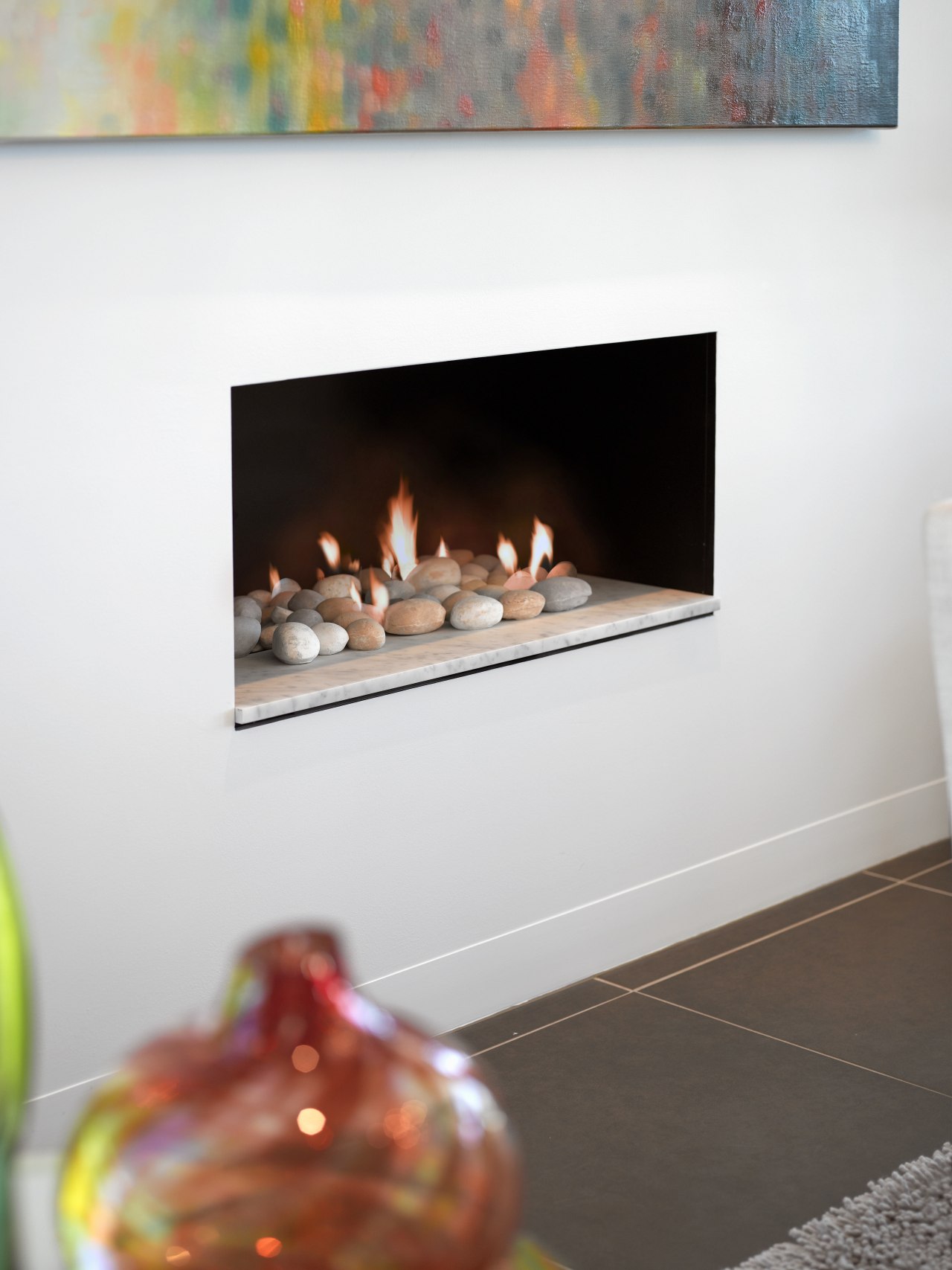 Image of the Real Flame Simplicity Pebble fires fireplace, hearth, heat, wood burning stove, white