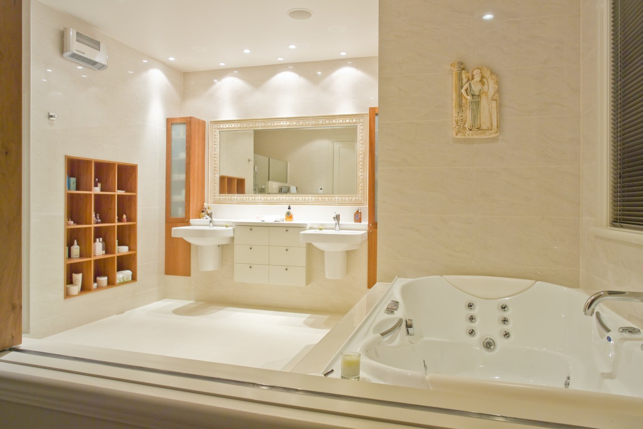 Bathrooms fixtures and fittings were supplied by Mico bathroom, estate, floor, home, interior design, room, sink, suite, orange