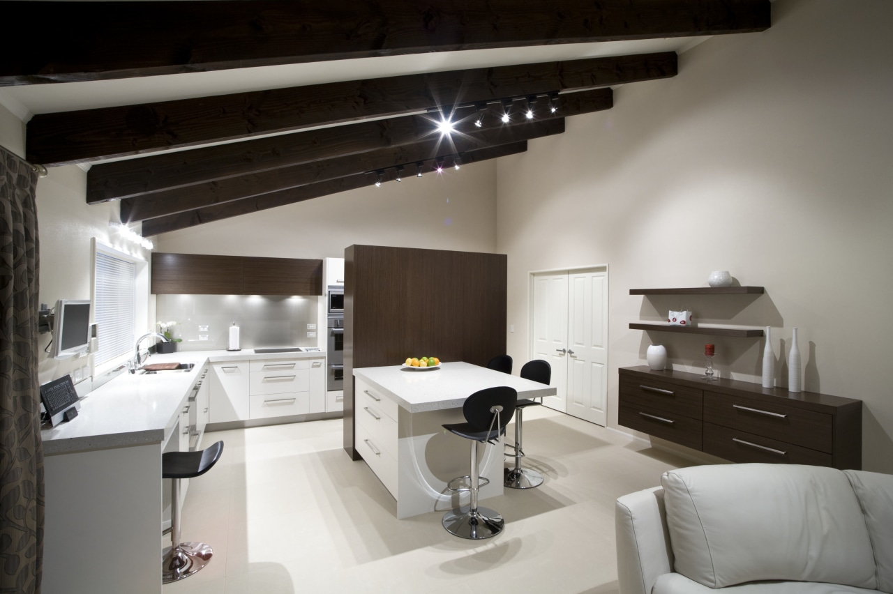 view of a kitchen which was designed by interior design, gray, black