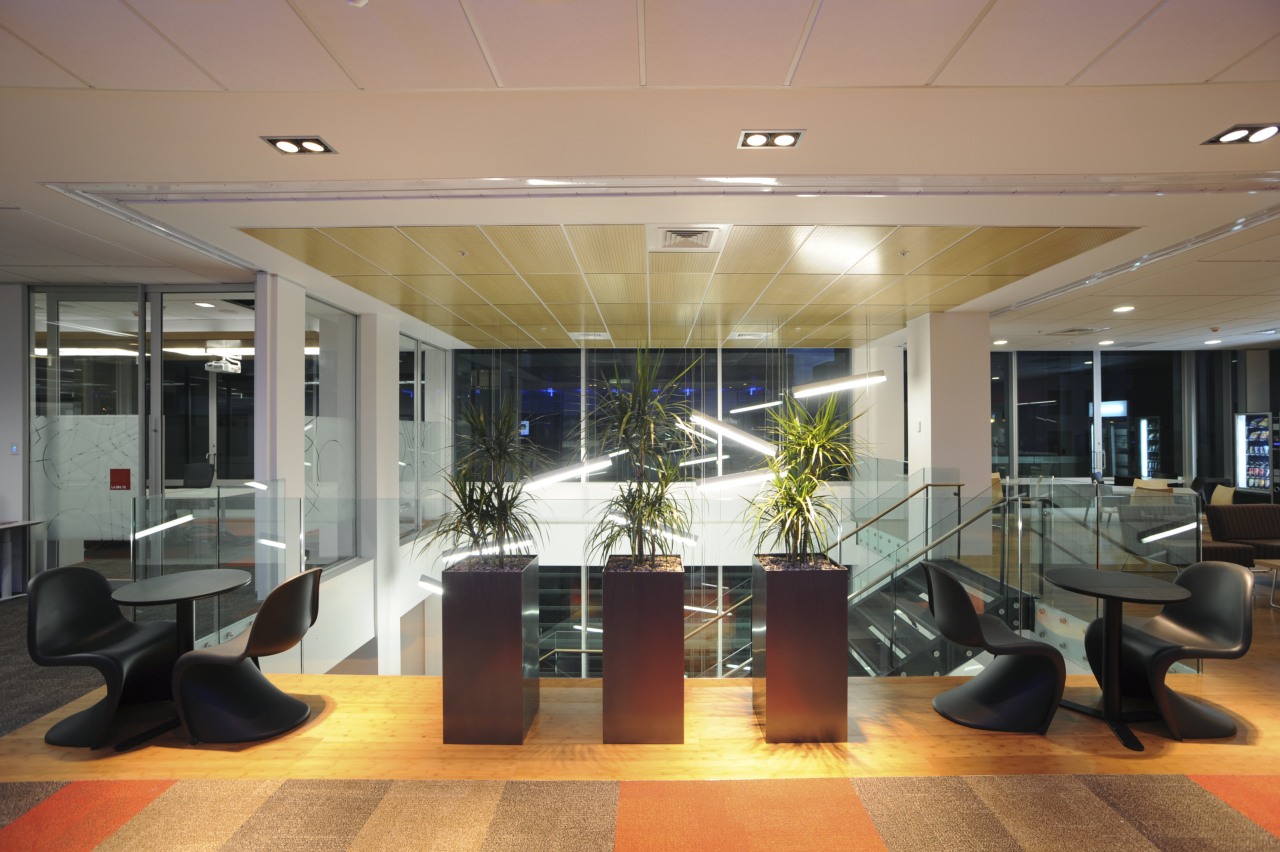 Ecodure Horizontal Coffee Bamboo flooring from Mambo Flooring ceiling, interior design, lobby, office, orange