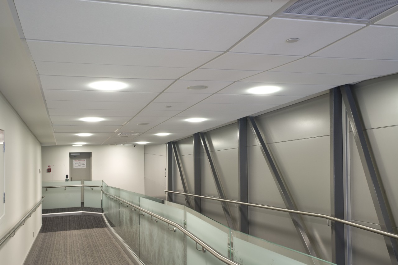 Images of the new ceilings at Auckland International ceiling, daylighting, glass, gray