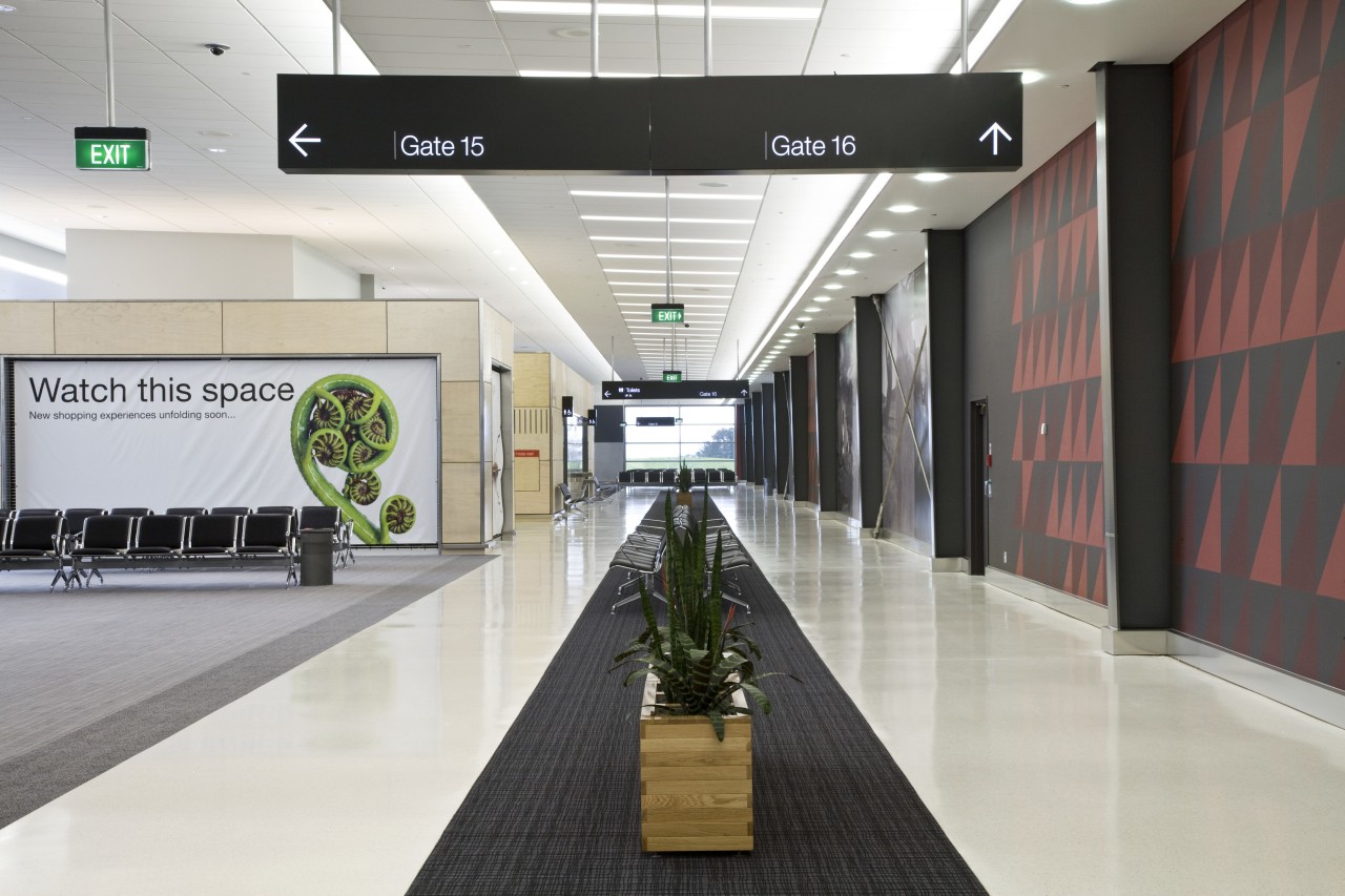 Images of new Pier at Auckland Airport designed interior design, white