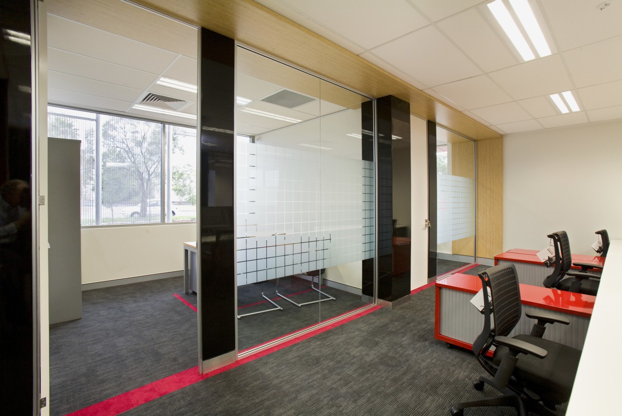 Interior view of offices where s360 did the ceiling, door, floor, flooring, glass, interior design, office, real estate, gray