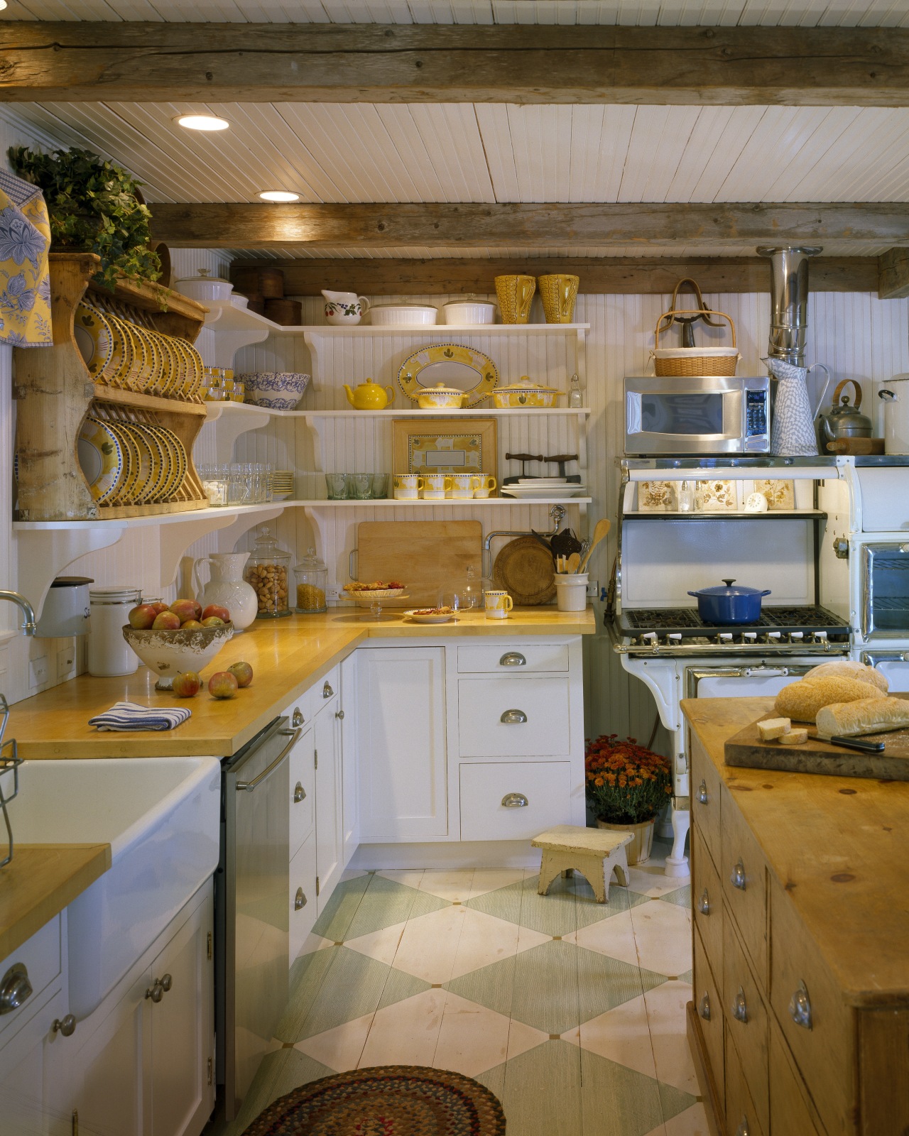 View of a remodelled country-styled kitchen which features cabinetry, countertop, cuisine classique, interior design, kitchen, room, brown, gray