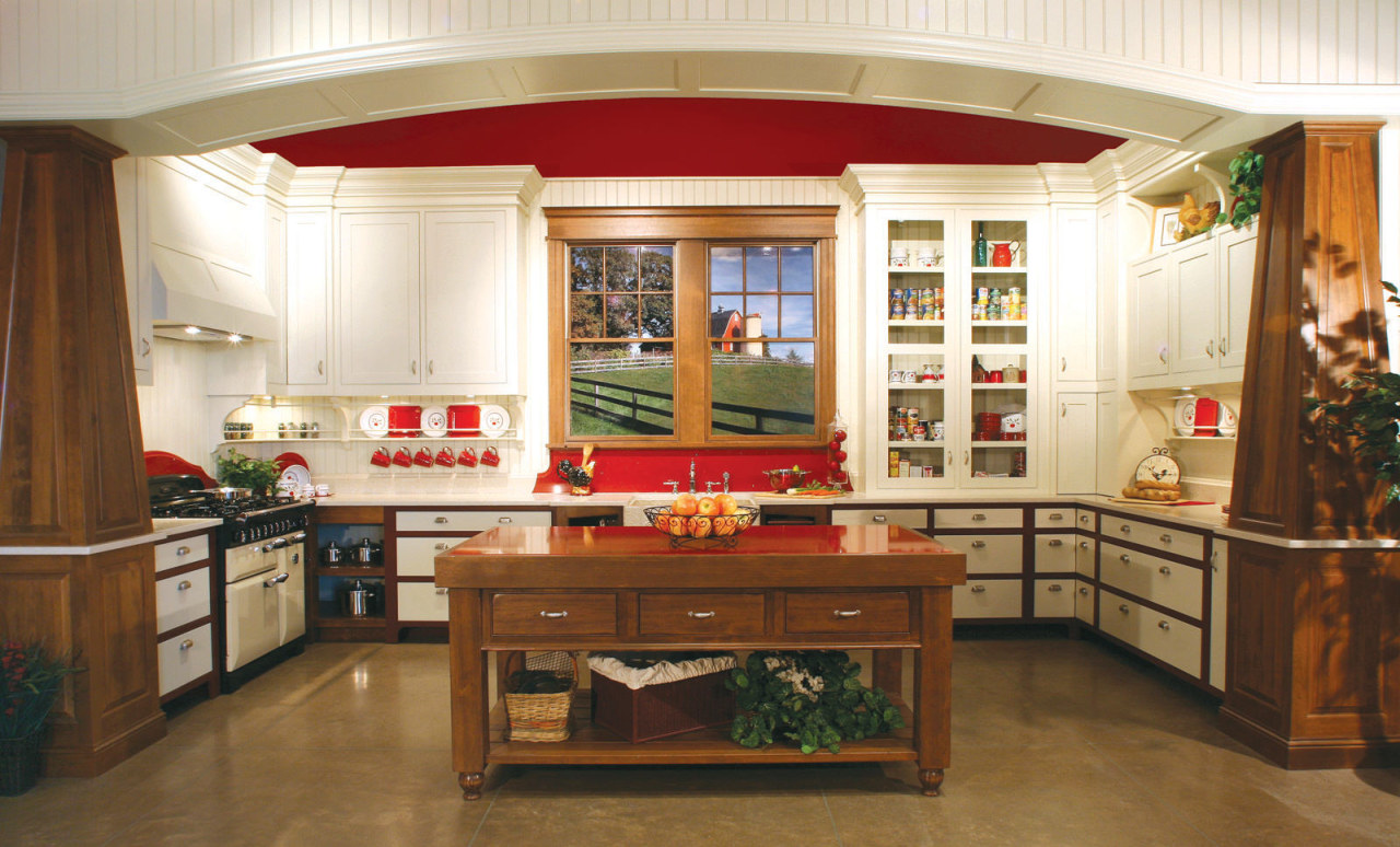 View of a country kitchen which features cabinetry cabinetry, countertop, cuisine classique, furniture, interior design, kitchen, room, brown, white