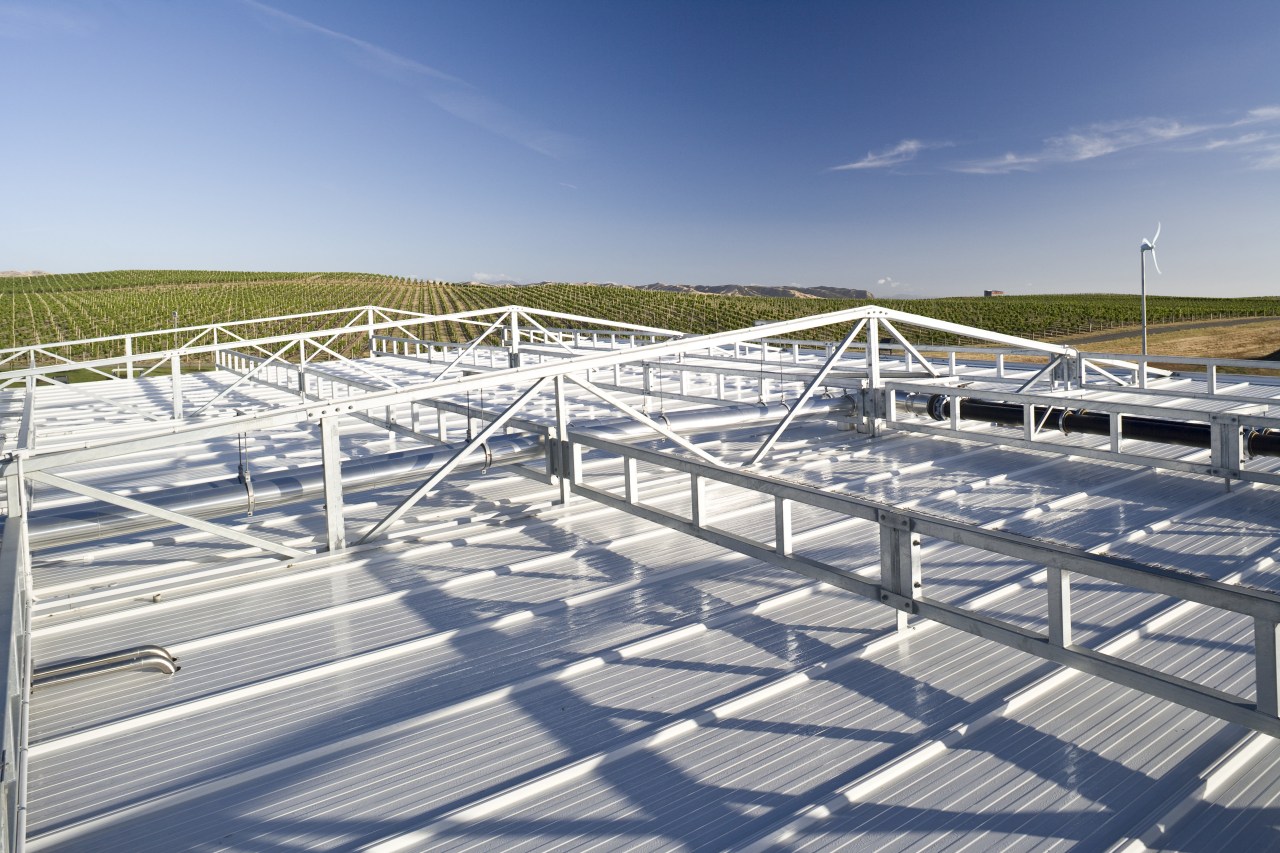 Exterior view of the Yearlands Estate winery which line, roof, sky, structure, gray