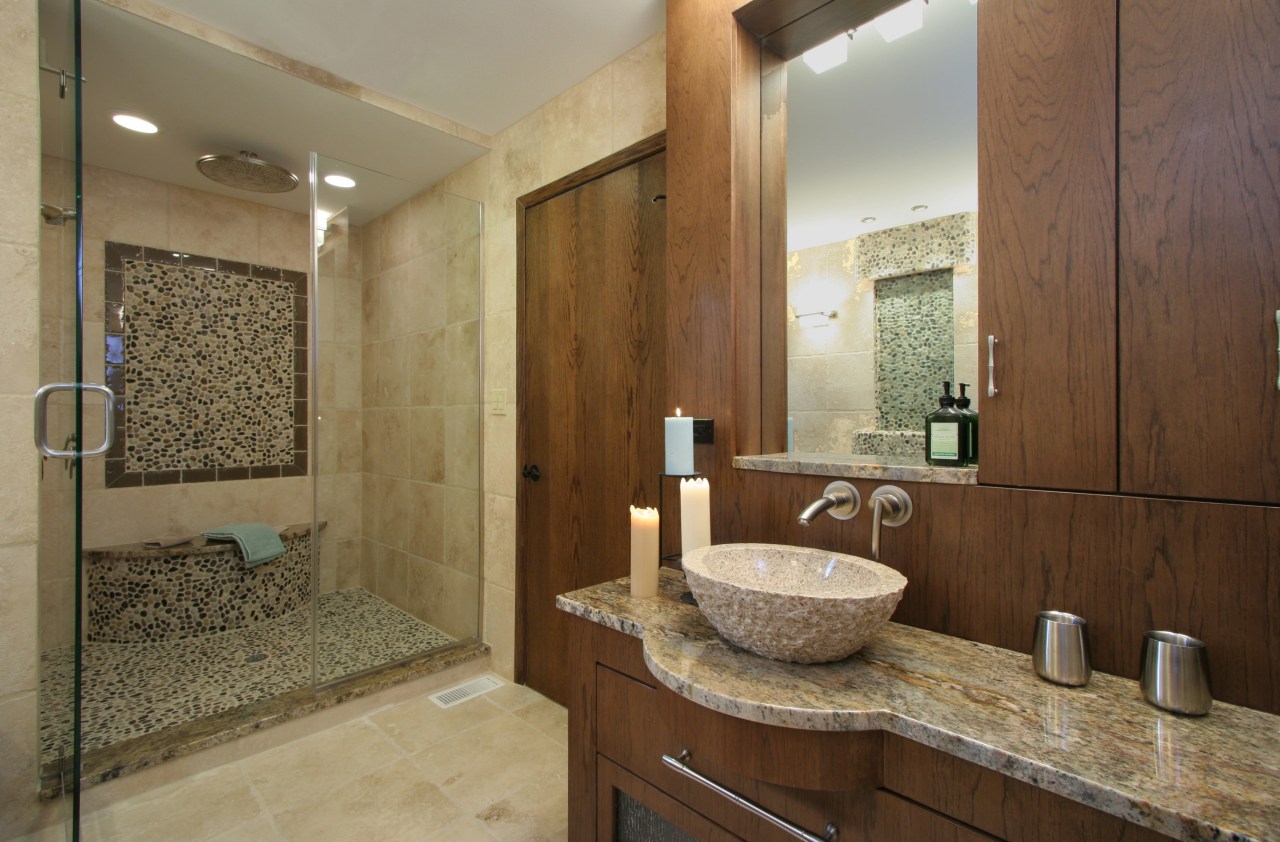 Image of bathroom which has beenn designed with bathroom, estate, home, interior design, real estate, room, brown