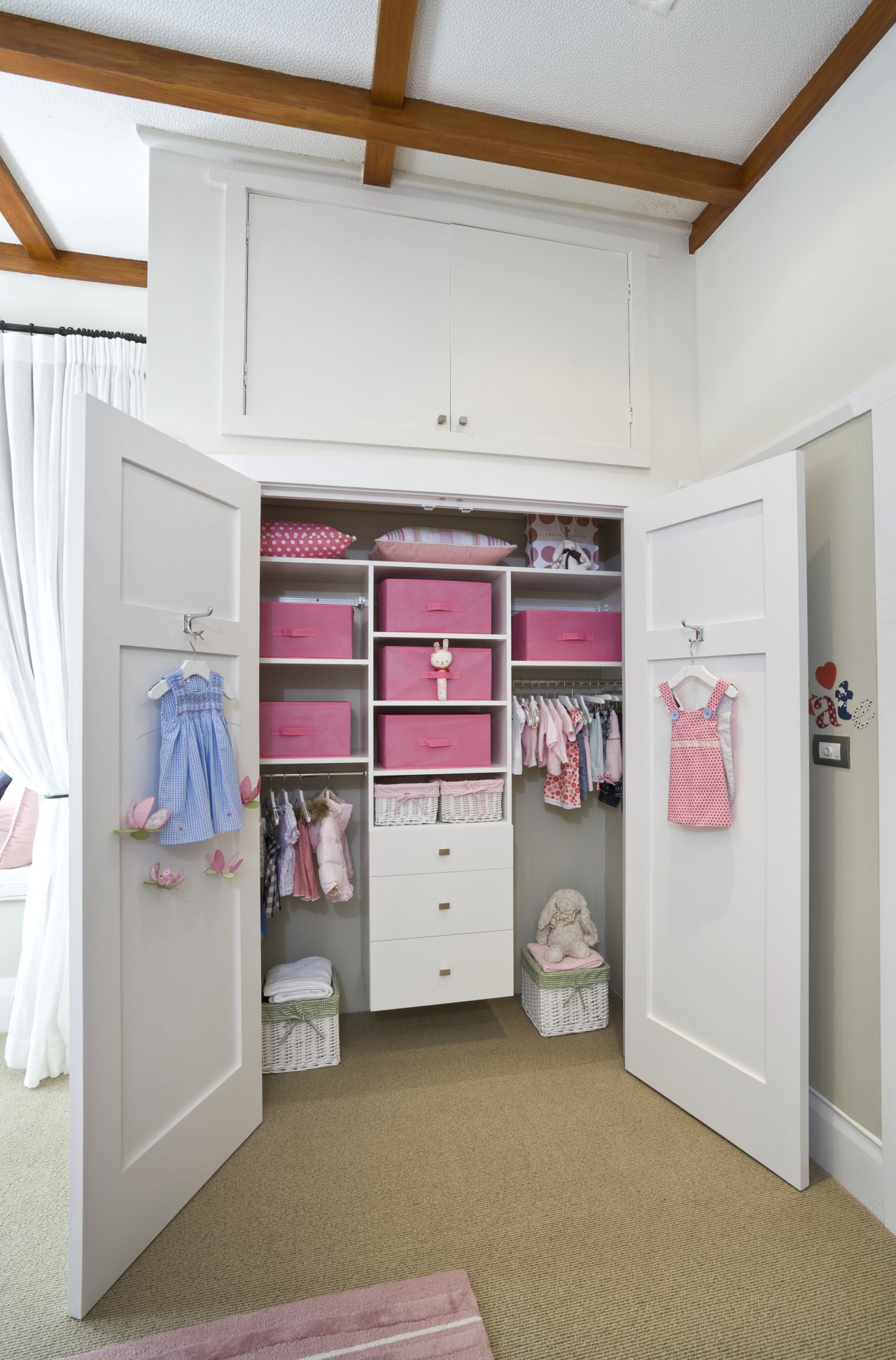 littie Girls room designed by Yellowfox. Manufactured by closet, furniture, product, room, shelf, shelving, gray