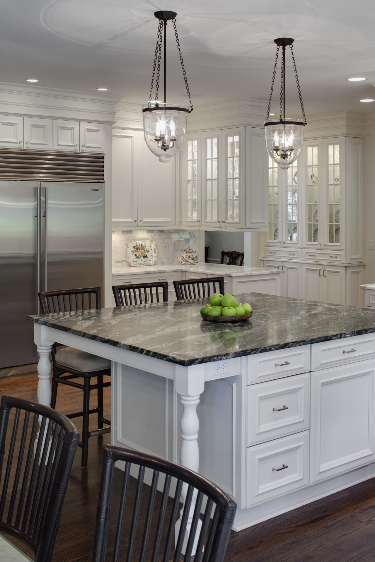 View of a kitchen which features a square cabinetry, countertop, cuisine classique, floor, home, interior design, kitchen, room, gray