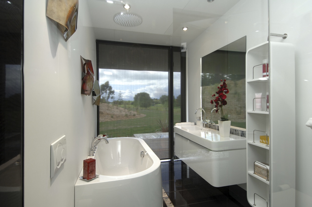 View of the Pebble Bay show home bathroom bathroom, home, interior design, property, real estate, room, window, gray