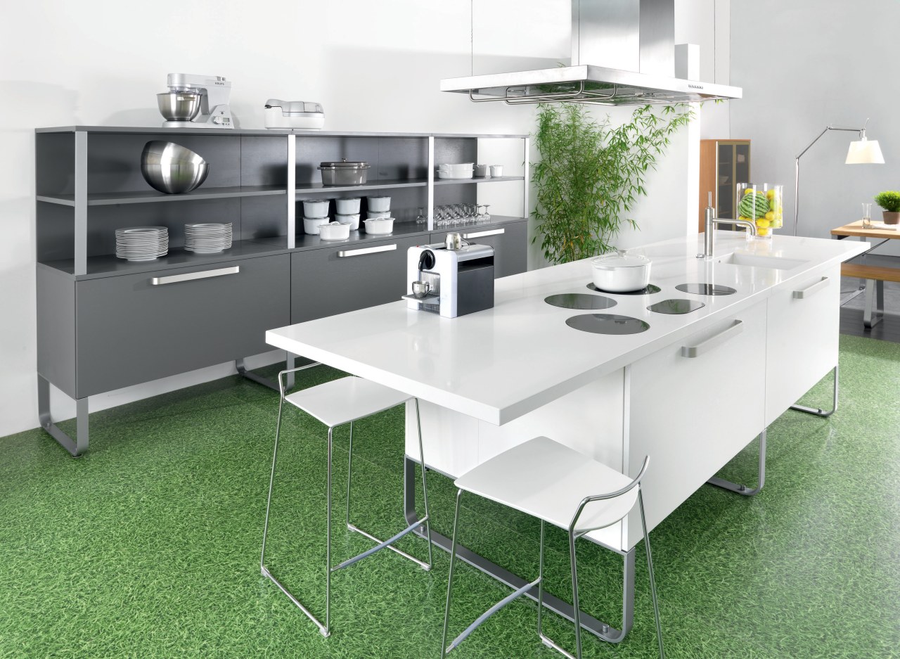 View of a kitchen manufactured by Schmidt kitchens angle, countertop, floor, furniture, interior design, kitchen, product, product design, table, white, green