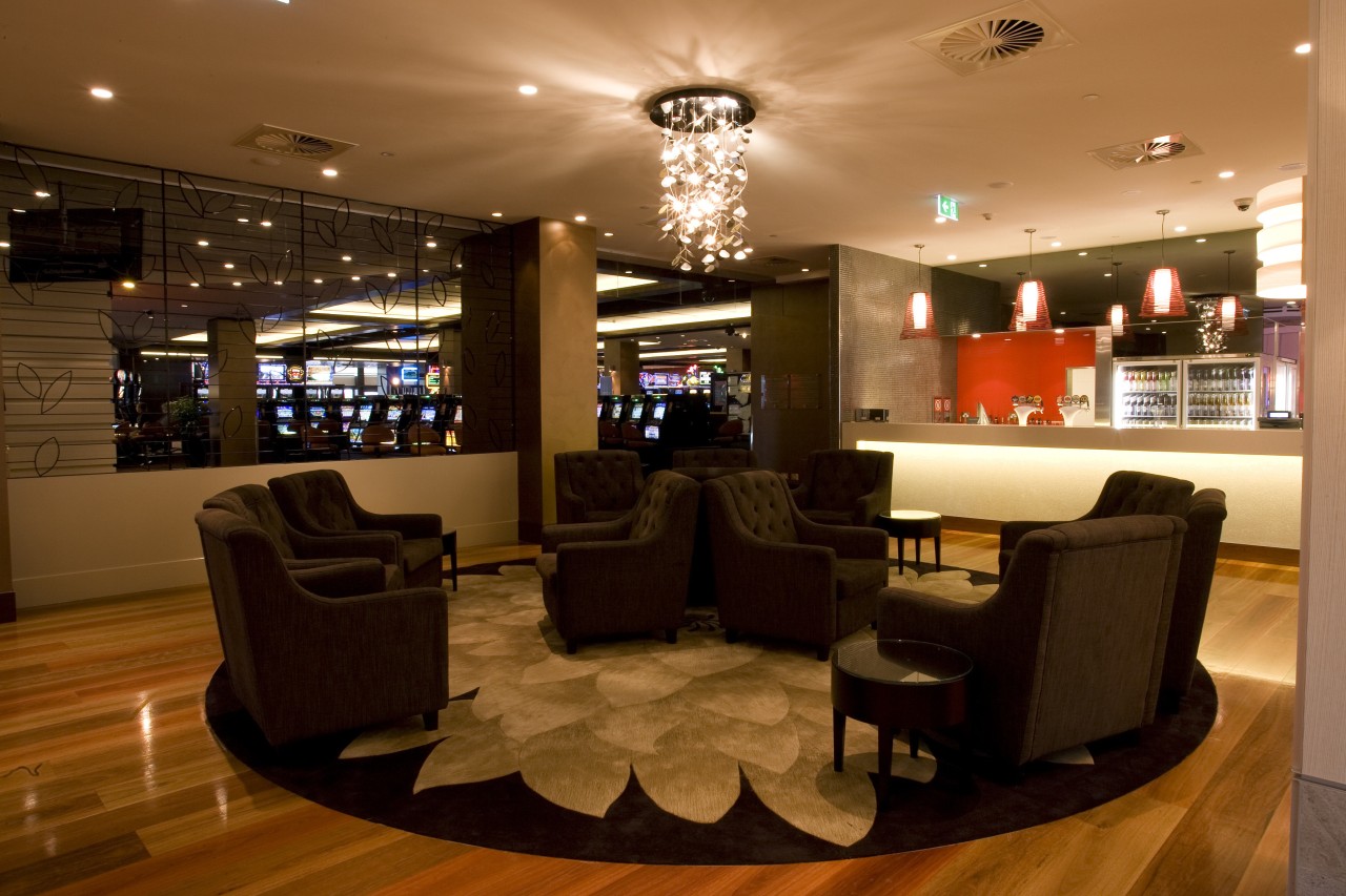 View of contemporary bar which features seating, a café, interior design, lobby, restaurant, brown, black